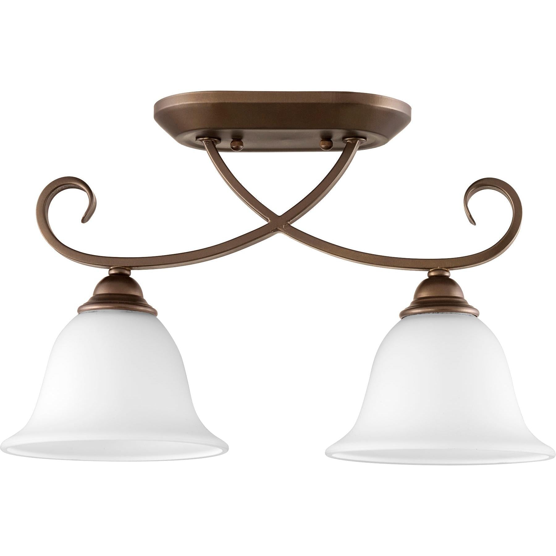 Quorum Celesta 3253-2-186 Ceiling Mount - Oiled Bronze W/ Satin Opal