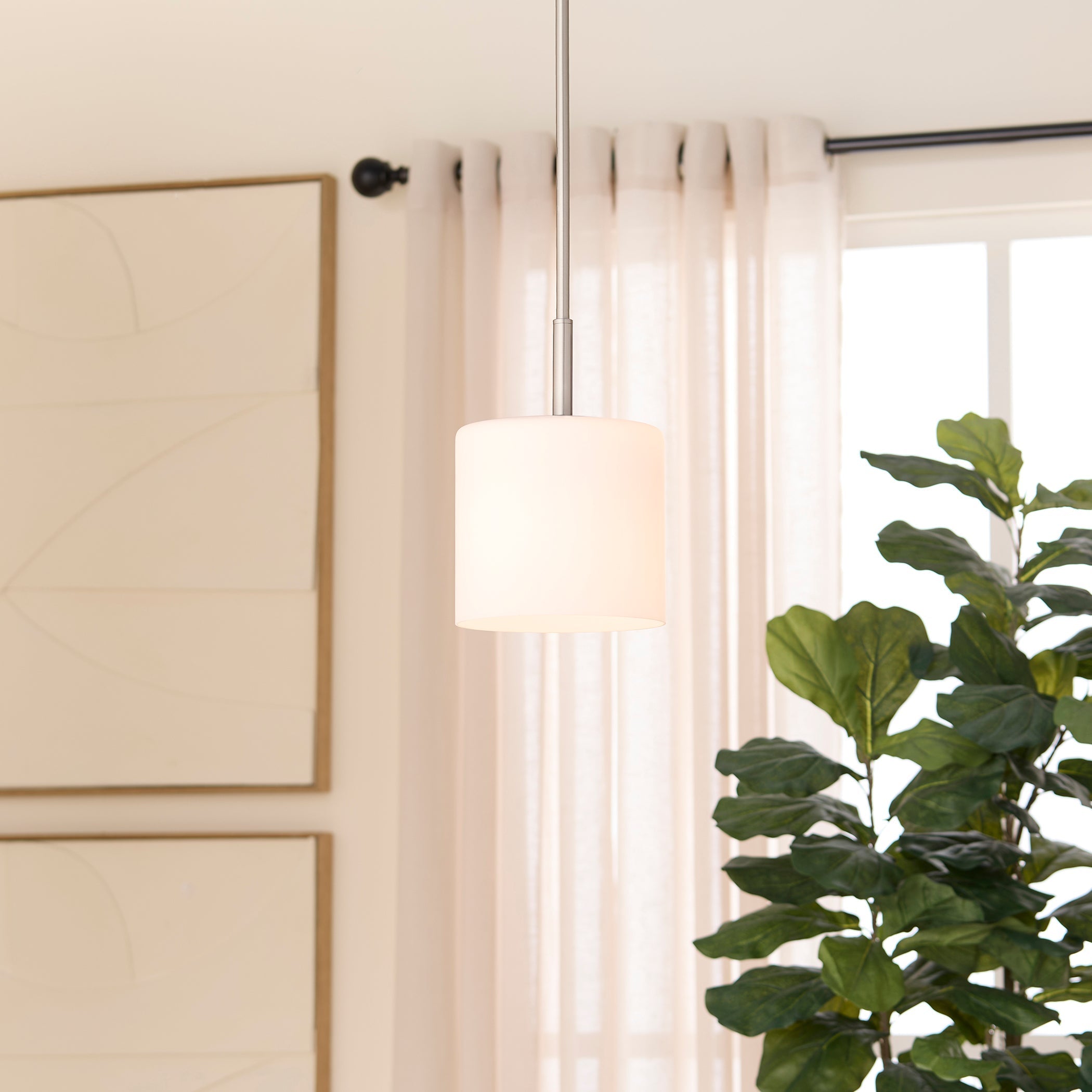 Quorum Rutherford 3307-65 Pendant, UL Damp Rated, Satin Nickel