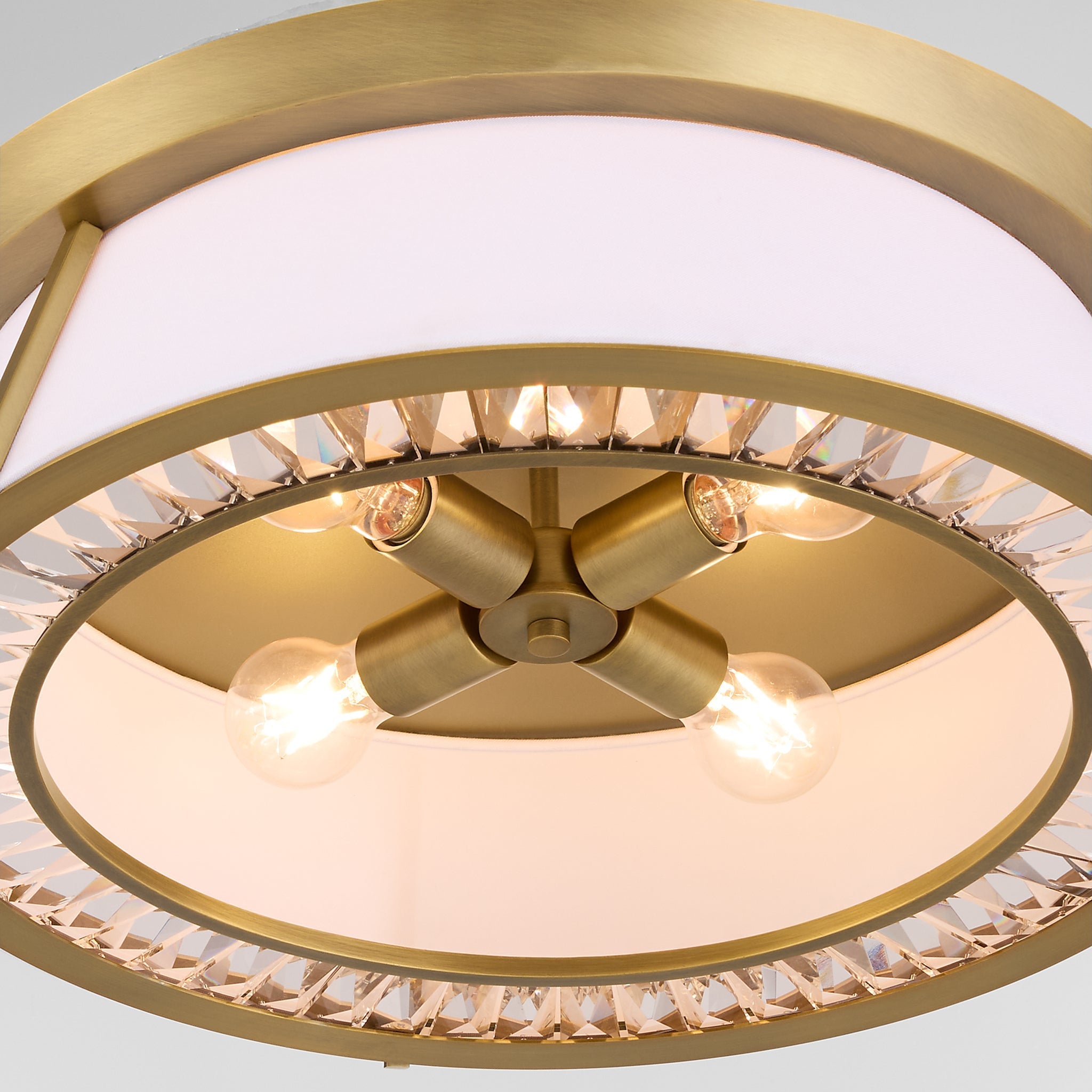 Quorum Gorham 3382-4-47 Flush Mount, UL Damp Rated, Brushed Brass