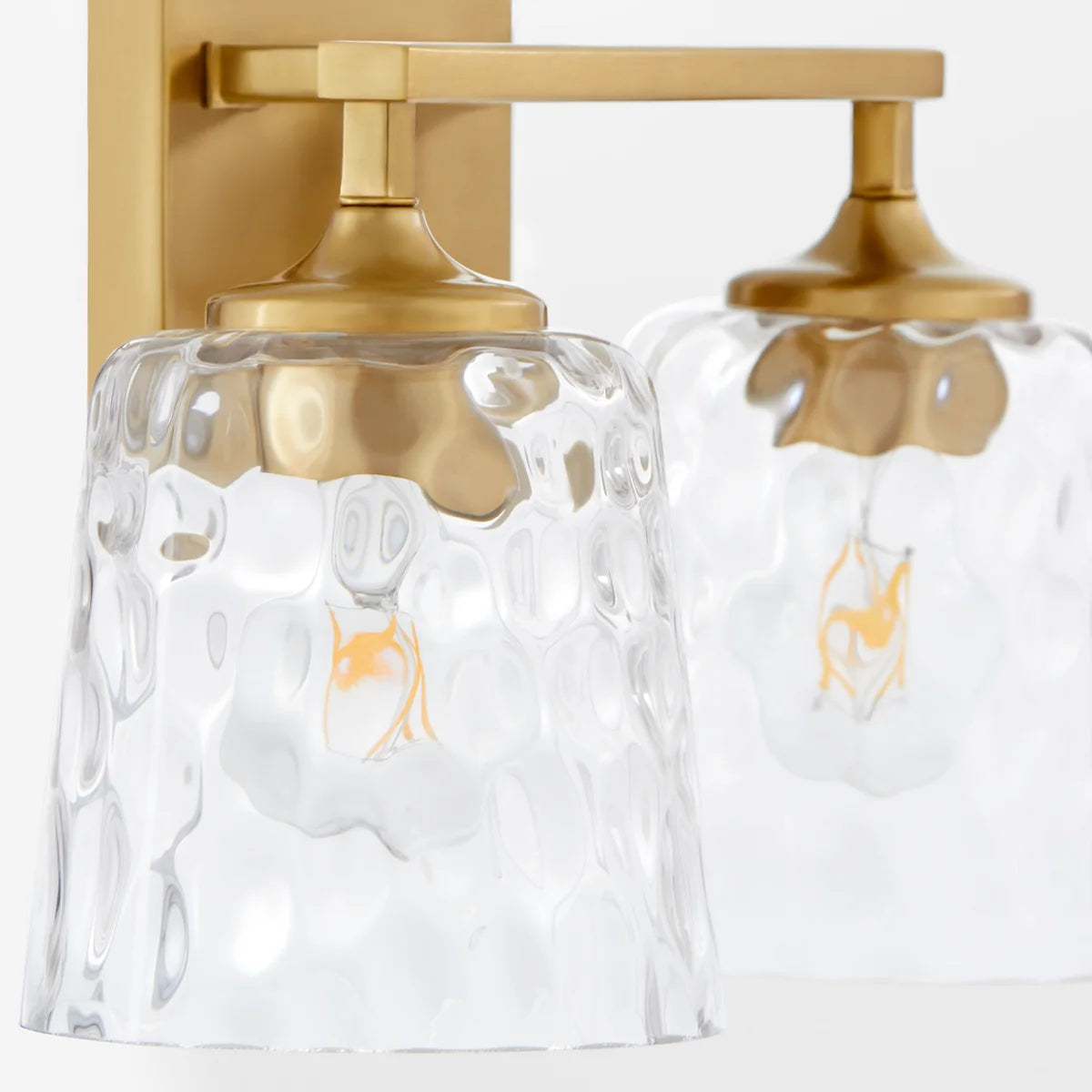 Quorum Eldorado 5005-2-180 2 Light Vanity Clear Hammered Glass Shade Transitional - Aged Brass