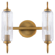Quorum Whitmire 5015-2-47 Vanity Light Fixture, UL Damp Rated, Brushed Brass