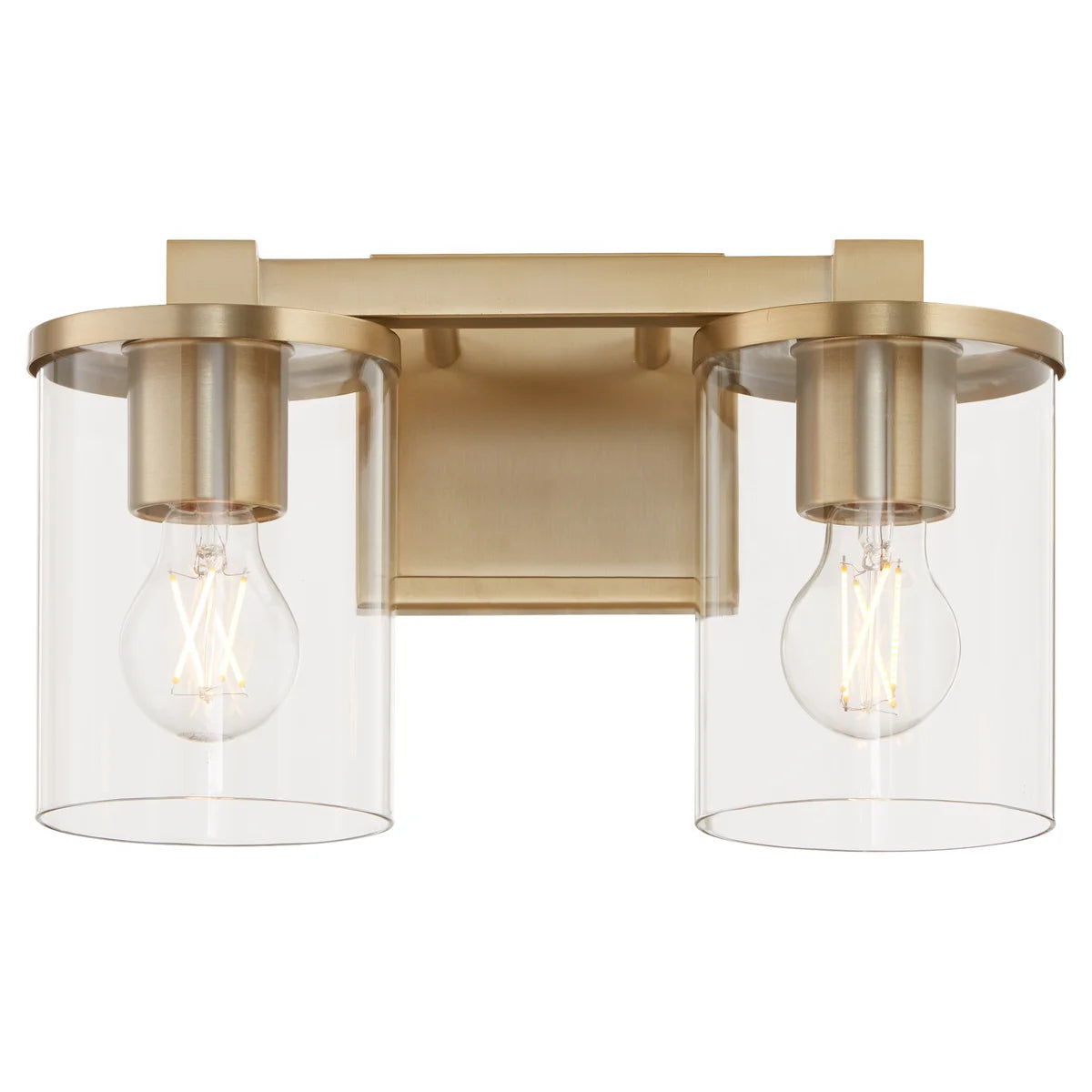 Quorum Bolton 523-2-80 Vanity 2 Light Clear Glass Transitional  - Aged Brass