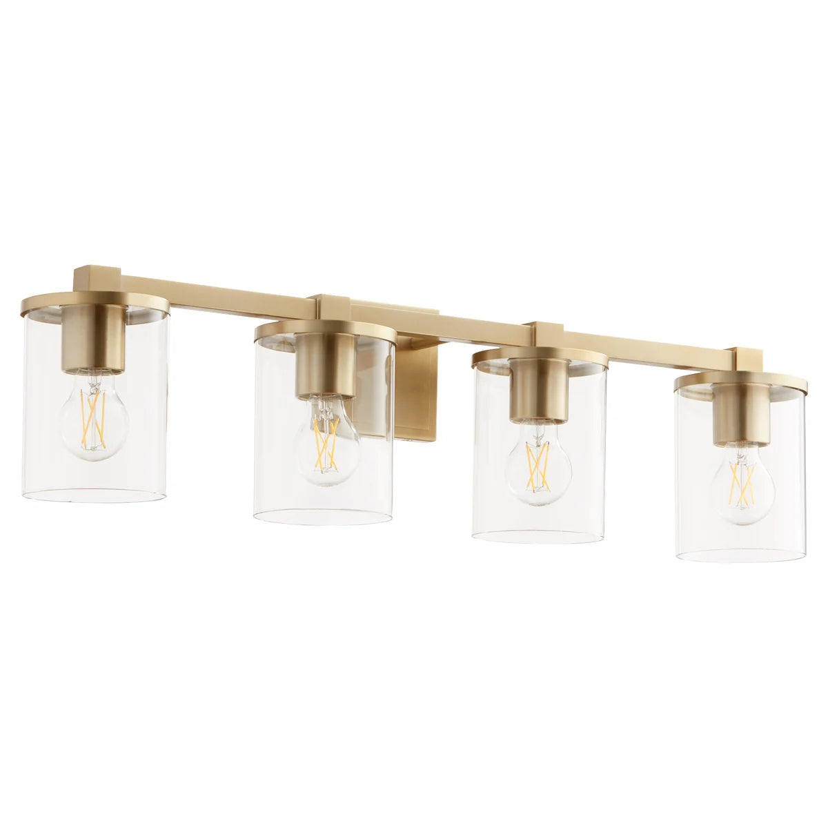 Quorum Bolton 523-4-80 Vanity 4 Light clear Glass Transitional - Aged Brass