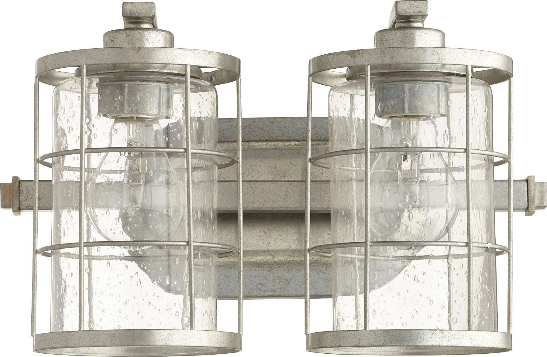 Quorum Ellis 5364-2-7 Vanity Light Fixture, UL Damp Rated, Tumbled Steel