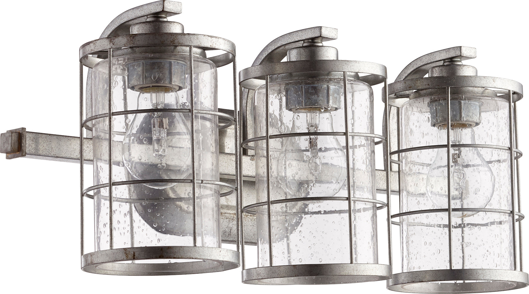 Quorum Lighting Ellis 5364-3-7 Vanity Light Fixture, UL Damp Rated, Tumbled Steel