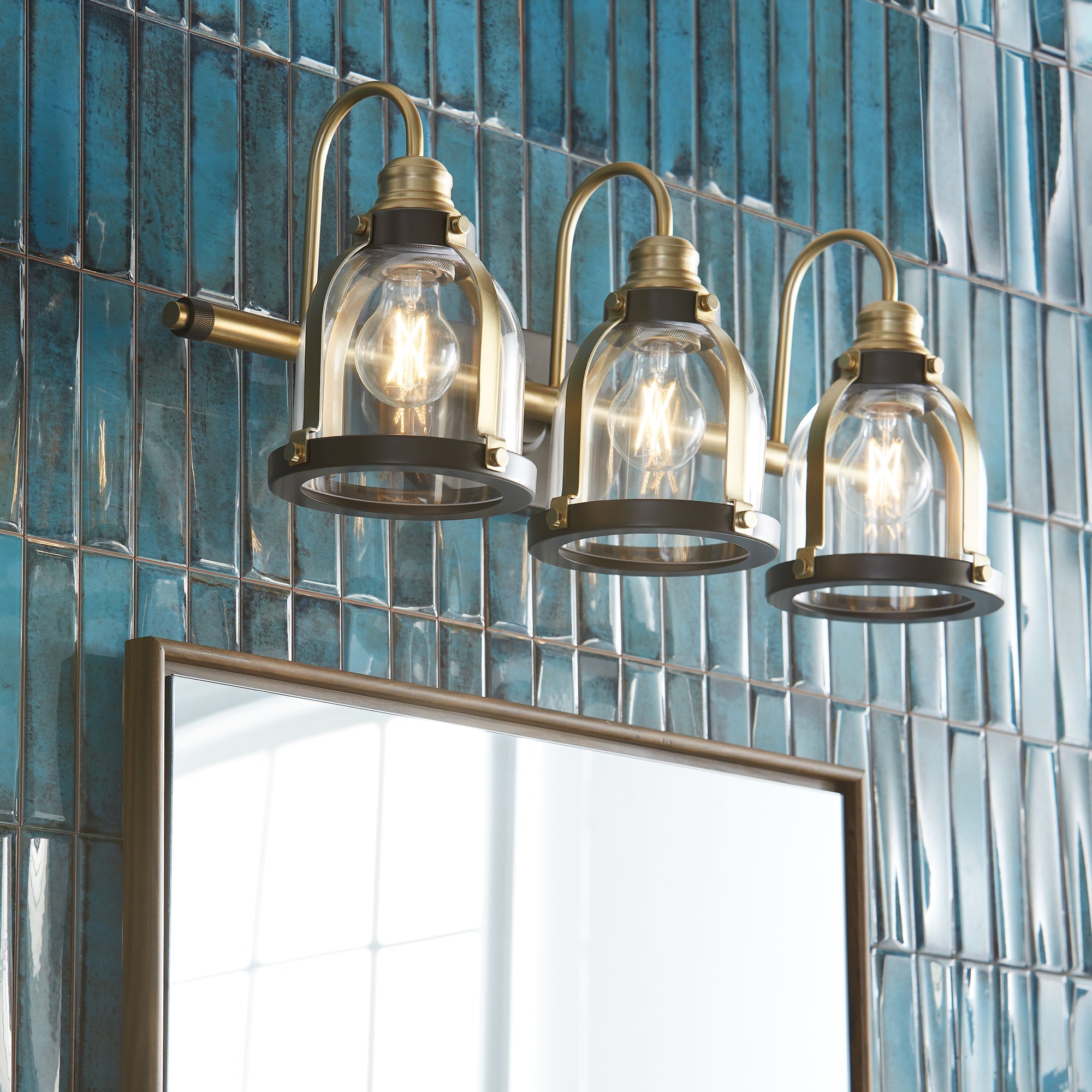 Quorum 586-3-8086 Vanity - Aged Brass W/ Oiled Bronze