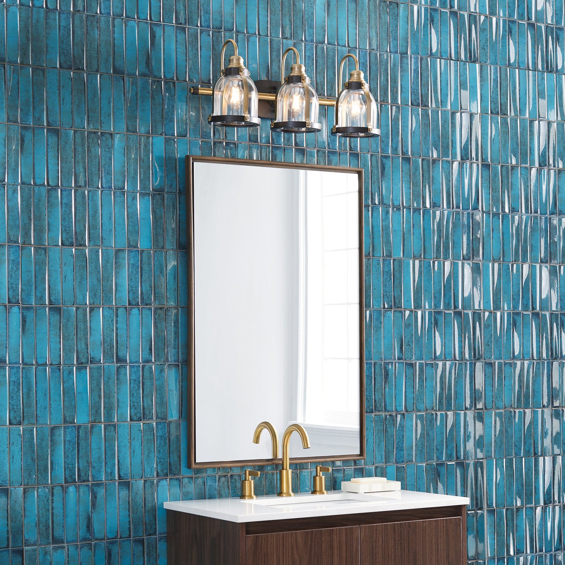 Quorum 586-3-8086 Vanity - Aged Brass W/ Oiled Bronze