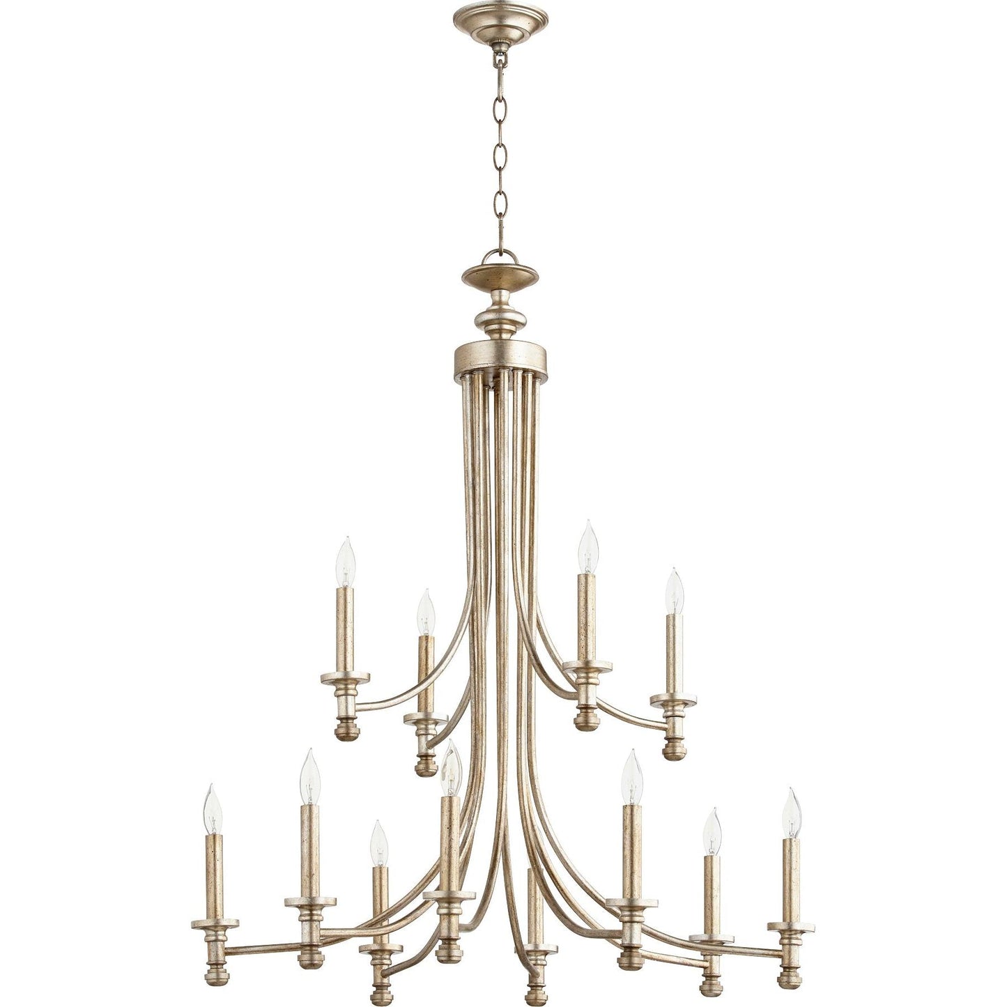 Quorum Rossington 6022-12-60 Chandelier - Aged Silver Leaf