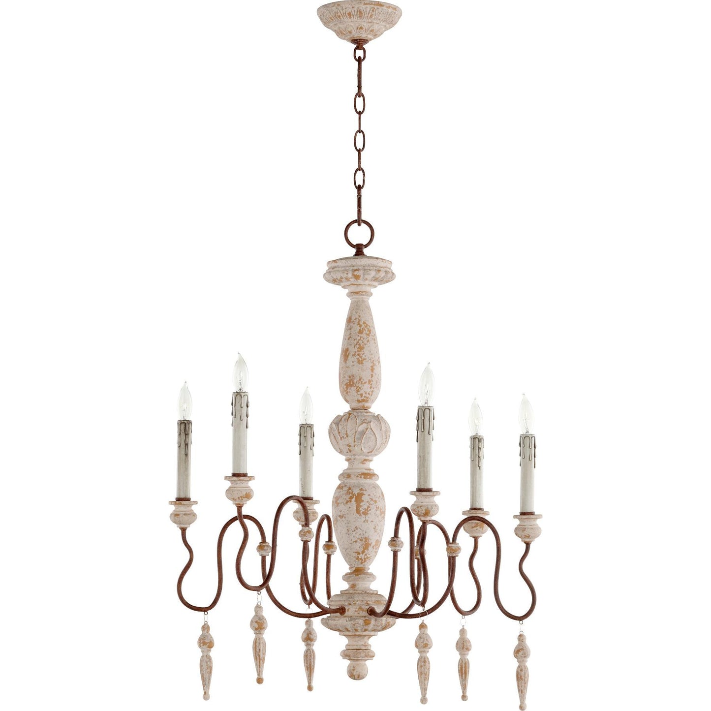 Quorum La Maison 6052-6-156 Chandelier - Manchester Grey W/ Rust Accents