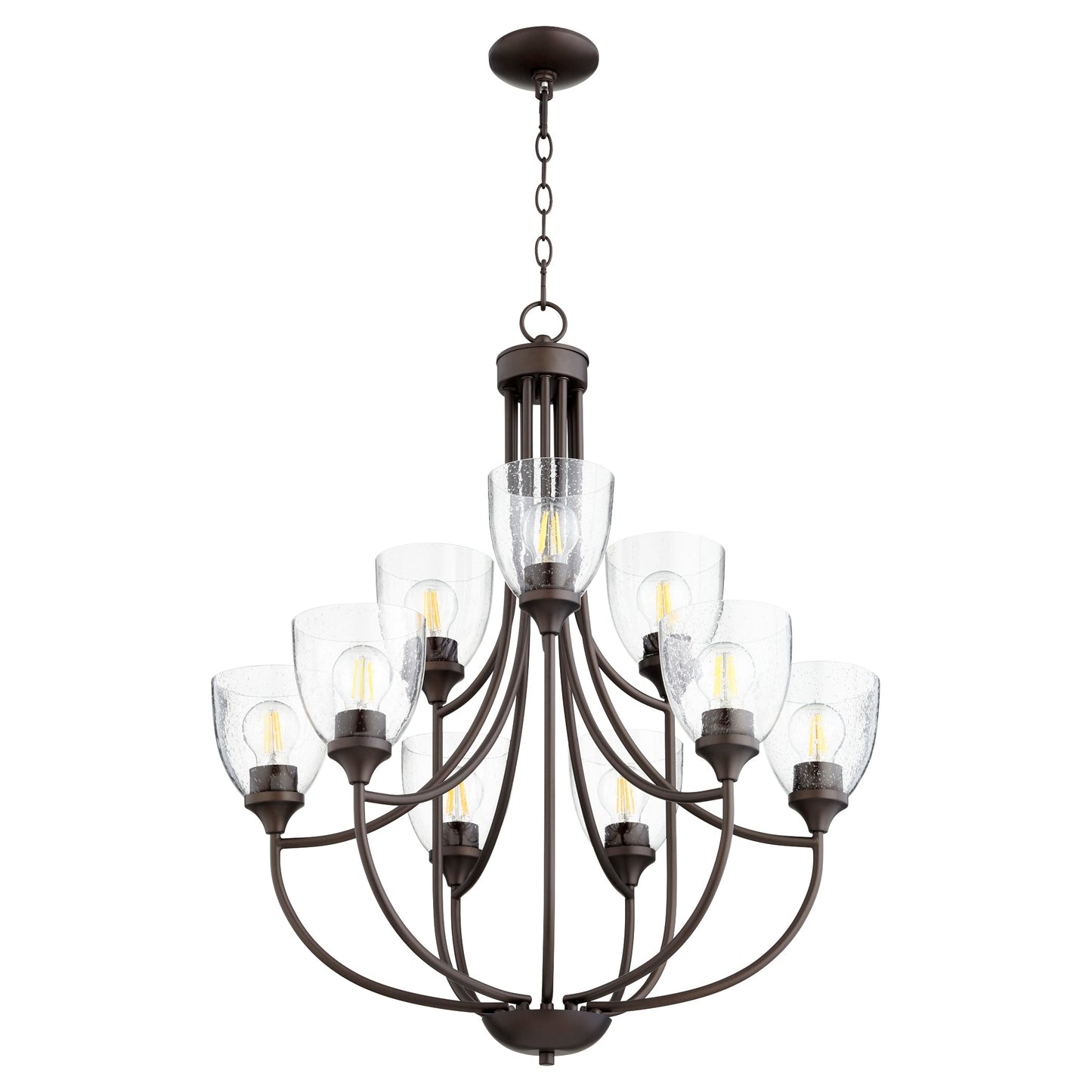 Quorum Enclave 6059-9-286 Chandelier - Oiled Bronze W/ Clear/seeded