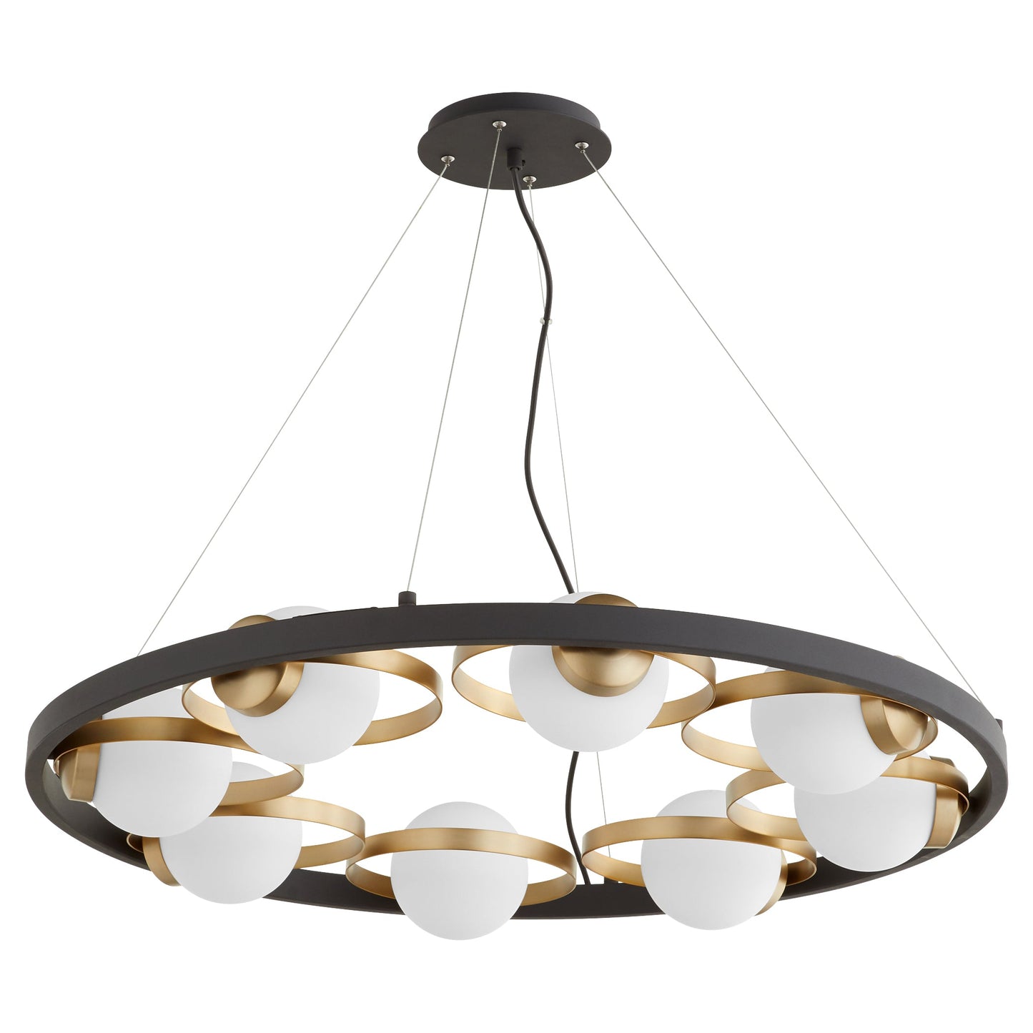 Quorum Nimbus 606-8-6980 Chandelier - Textured Black W/ Aged Brass