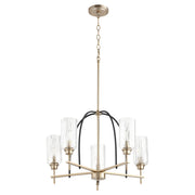 Quorum Espy 607-5-6980 Chandelier - Textured Black W/ Aged Brass
