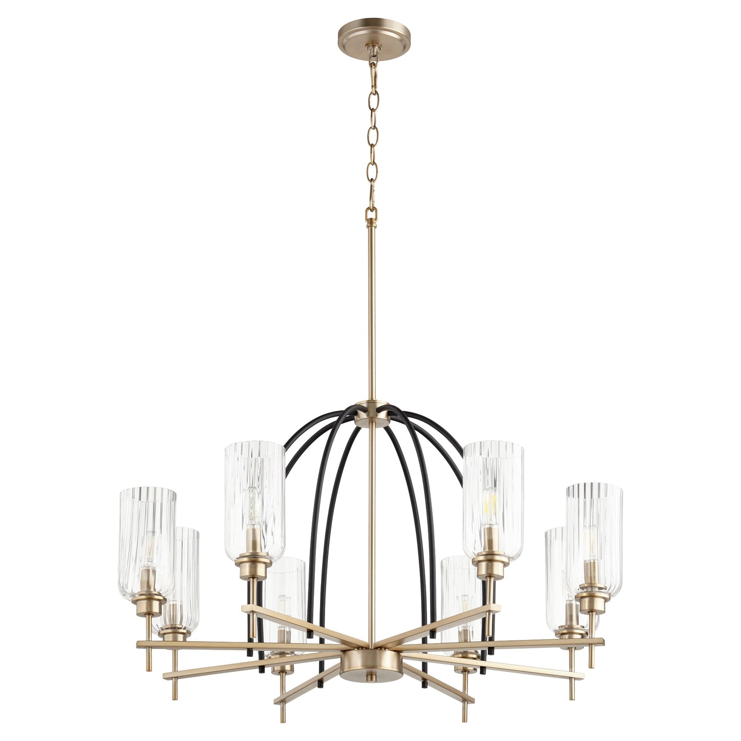 Quorum Espy 607-8-6980 Chandelier - Textured Black W/ Aged Brass