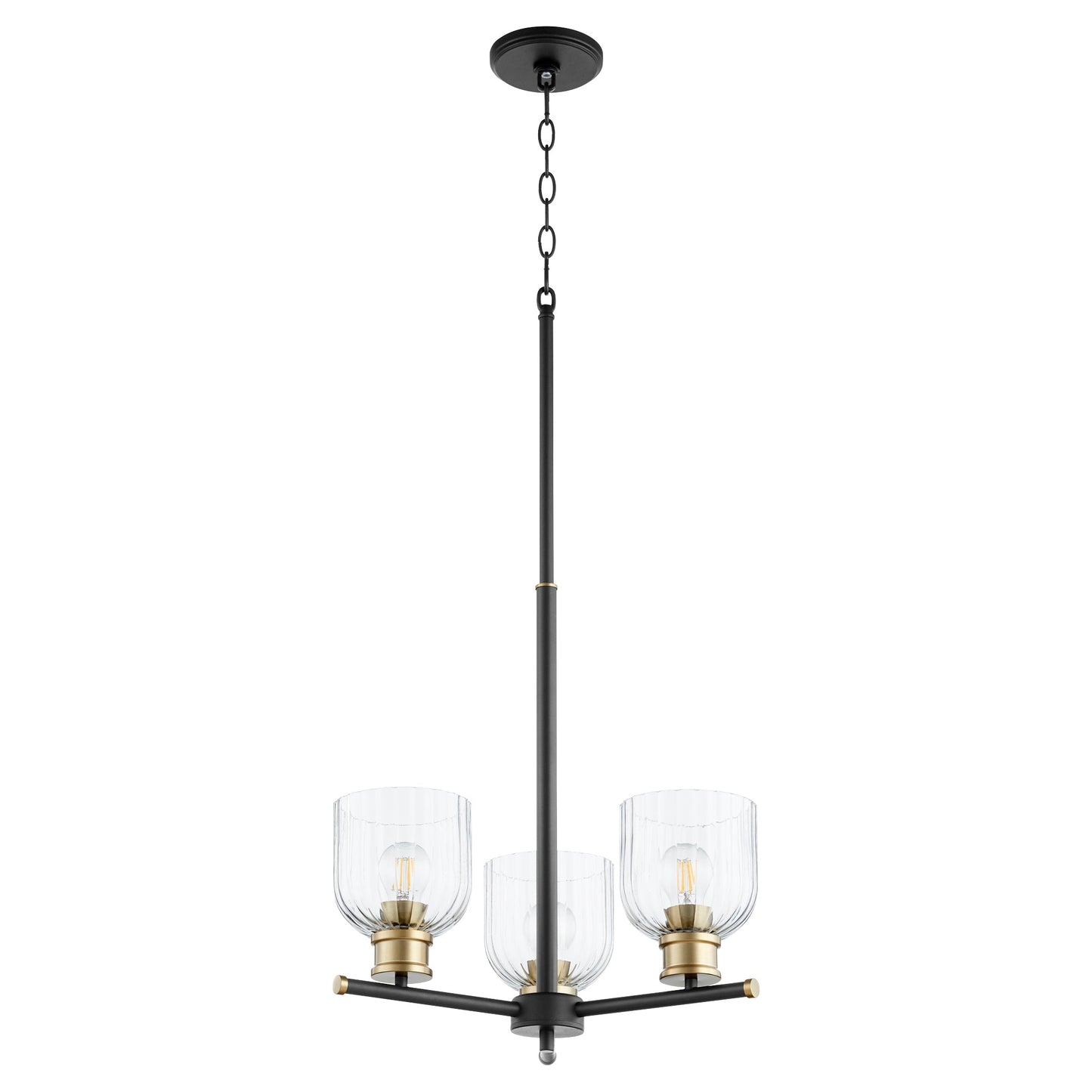 Quorum Monarch 610-3-6980 Chandelier - Textured Black W/ Aged Brass