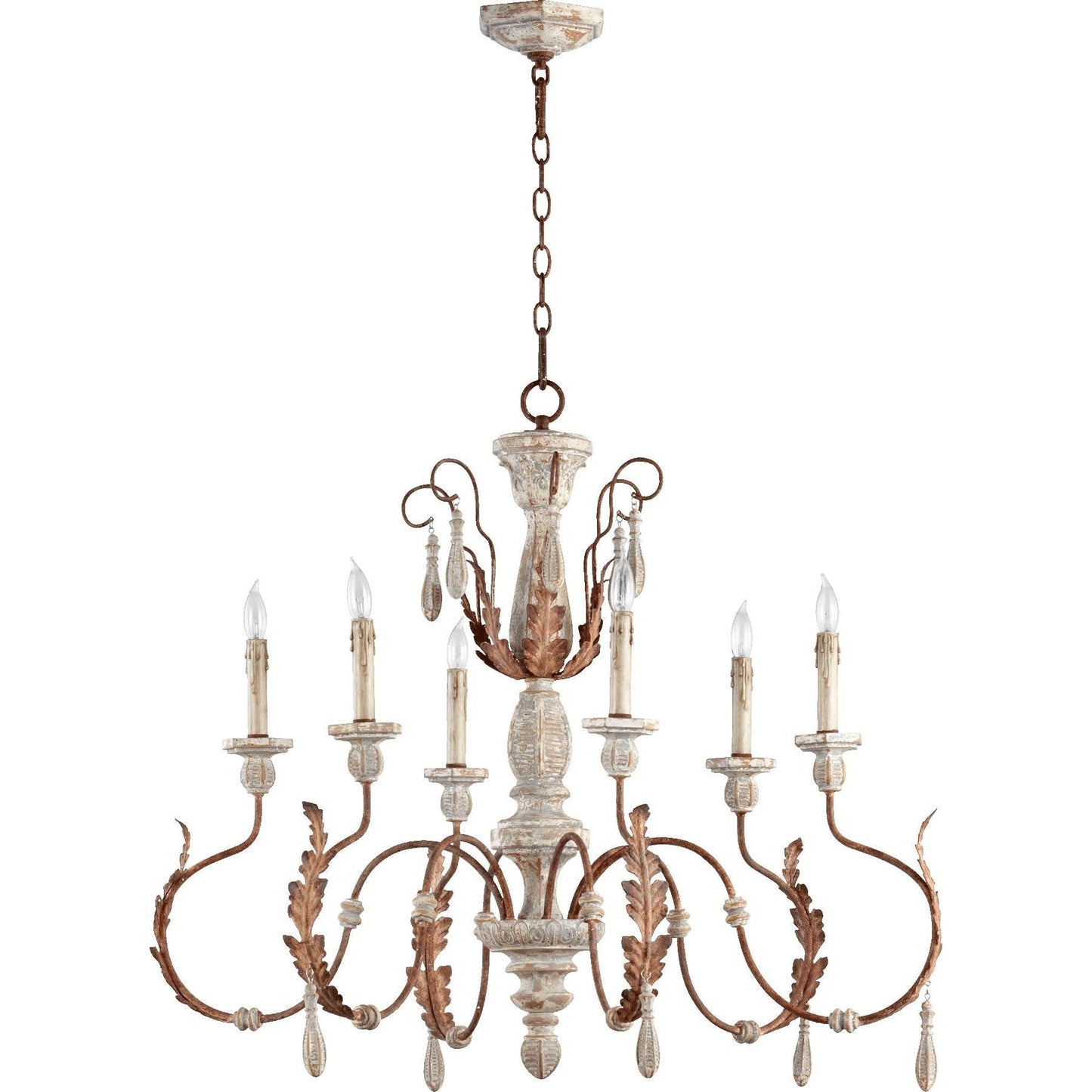 Quorum La Maison 6152-6-56 Chandelier - Manchester Grey W/ Rust Accents