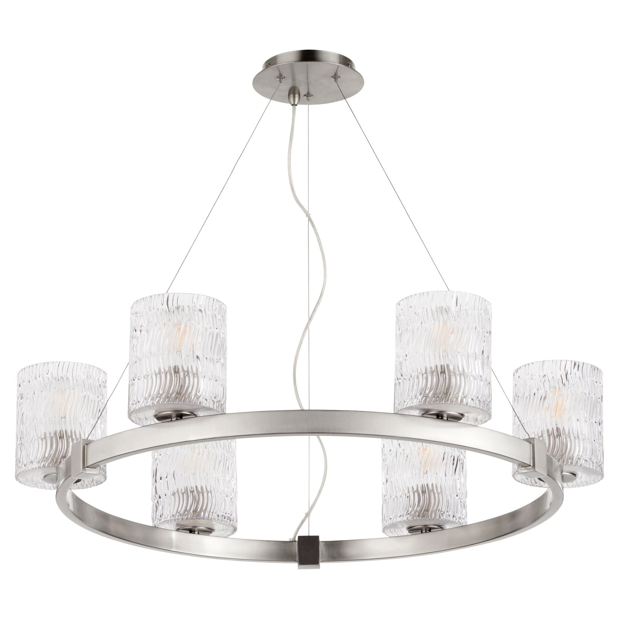 Quorum Stadium 6184-6-65 Chandelier - Satin Nickel