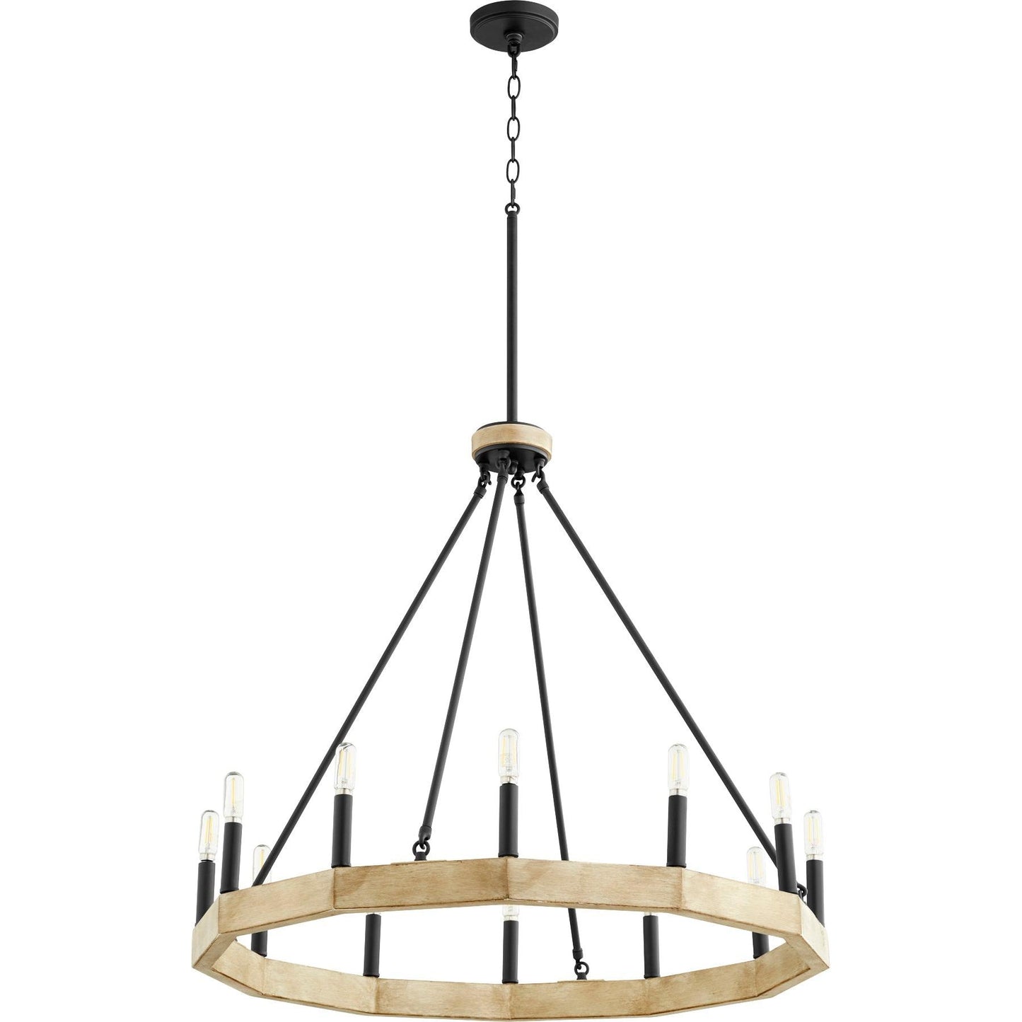 Quorum Alpine 6189-12-69 Chandelier - Textured Black W/ Driftwood Finish