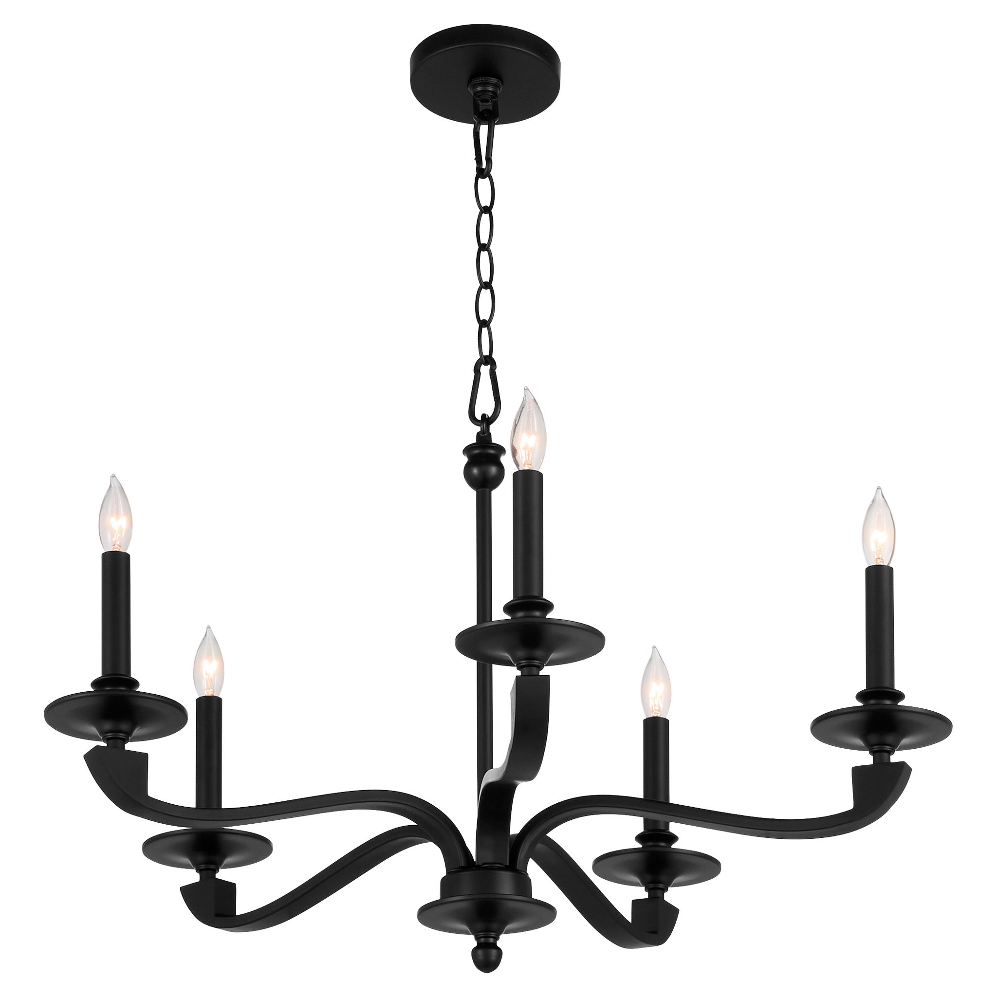 Quorum 6240-5-59 Chandelier, UL Damp Rated, Matte Black