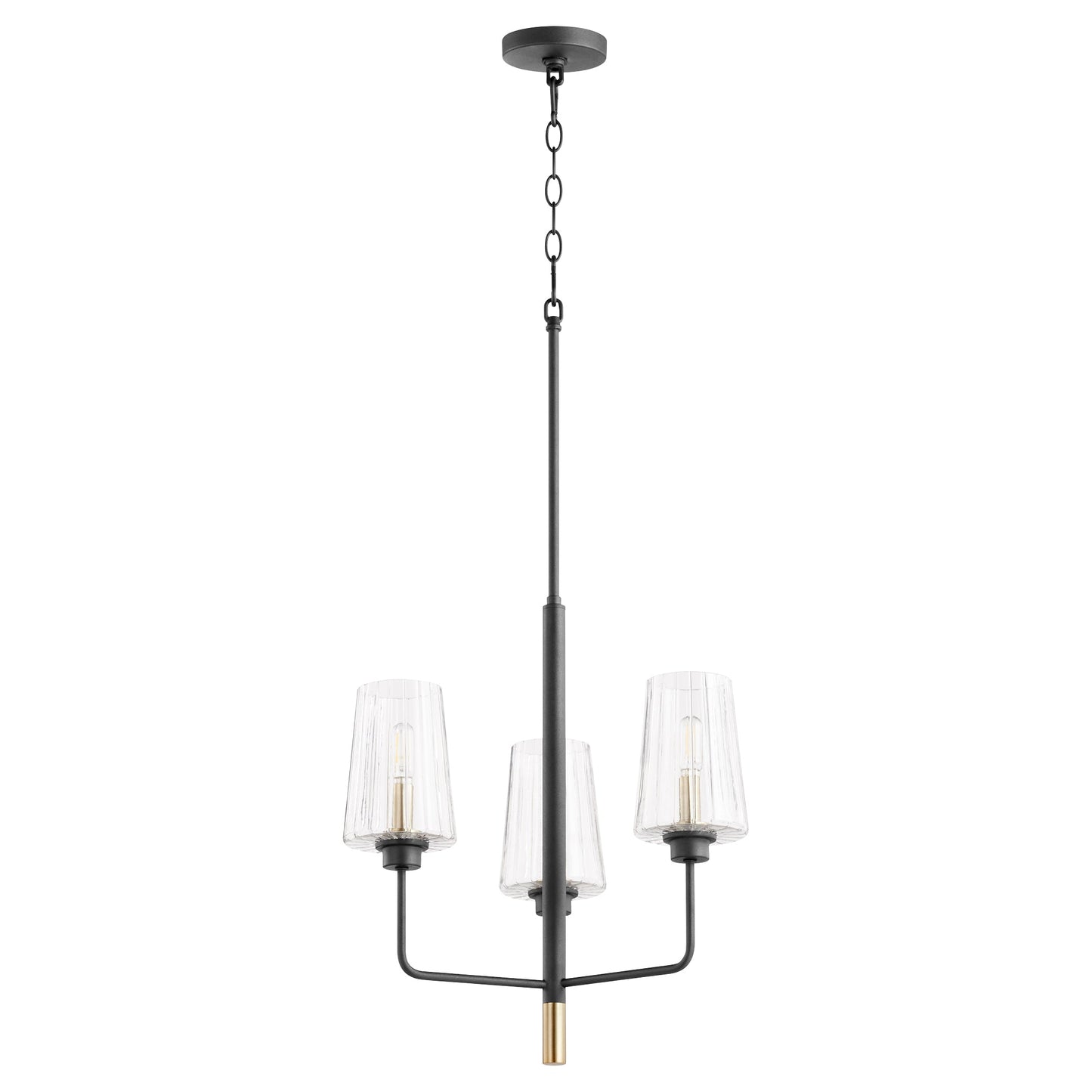 Quorum Dalia 625-3-6980 Chandelier - Textured Black W/ Aged Brass