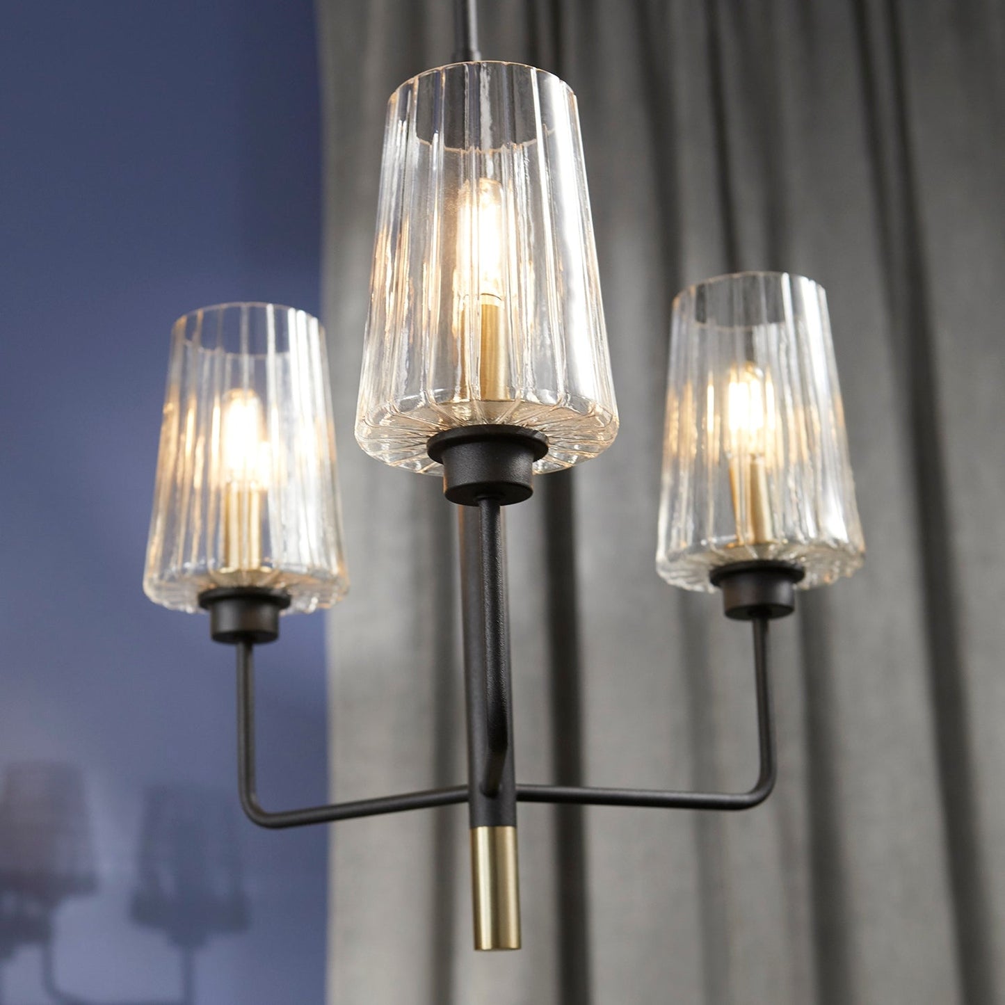 Quorum Dalia 625-3-6980 Chandelier - Textured Black W/ Aged Brass