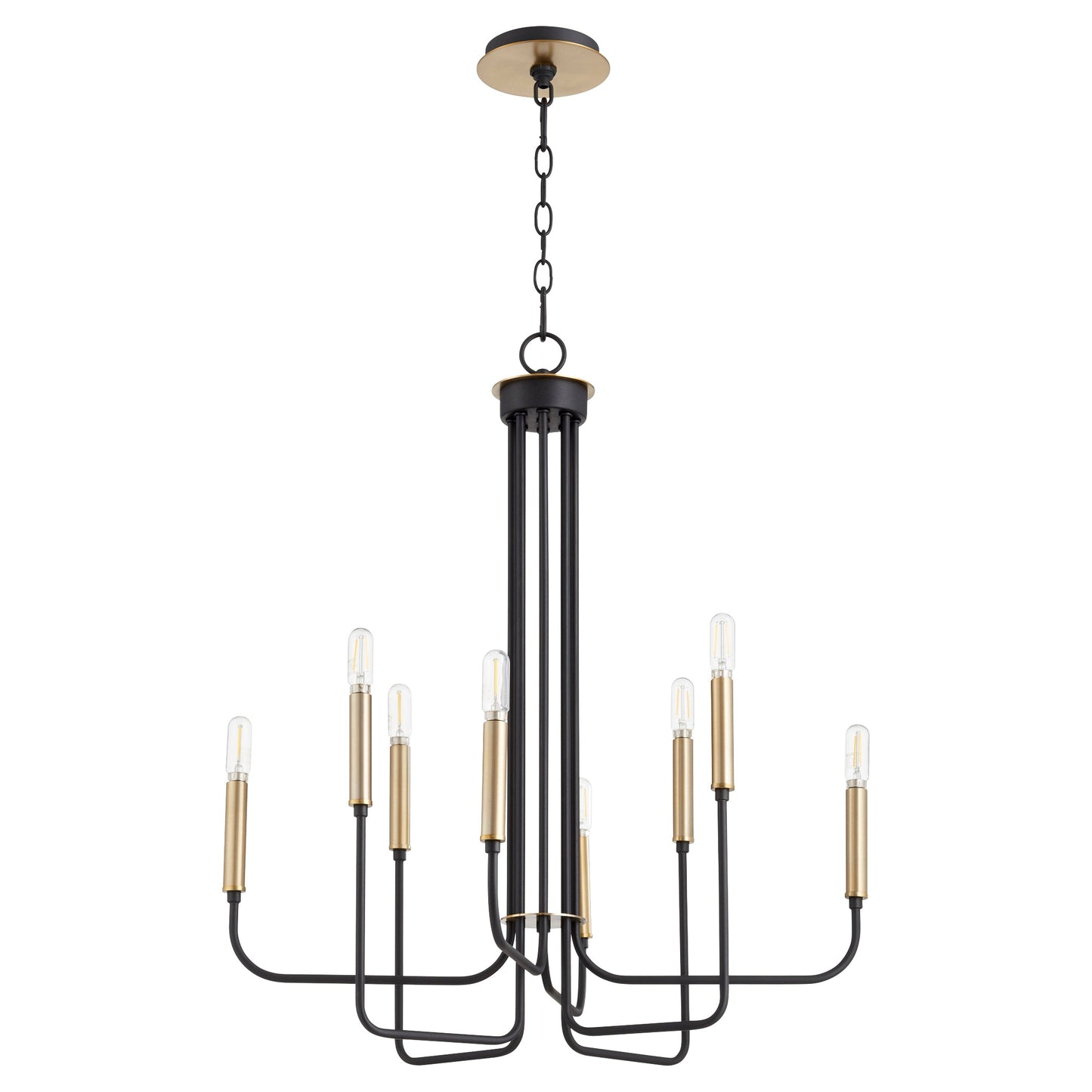 Quorum Hope 630-8-6980 Chandelier - Textured Black W/ Aged Brass