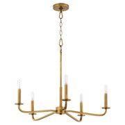 Quorum 6307-5-47 Chandelier, UL Damp Rated, Brushed Brass