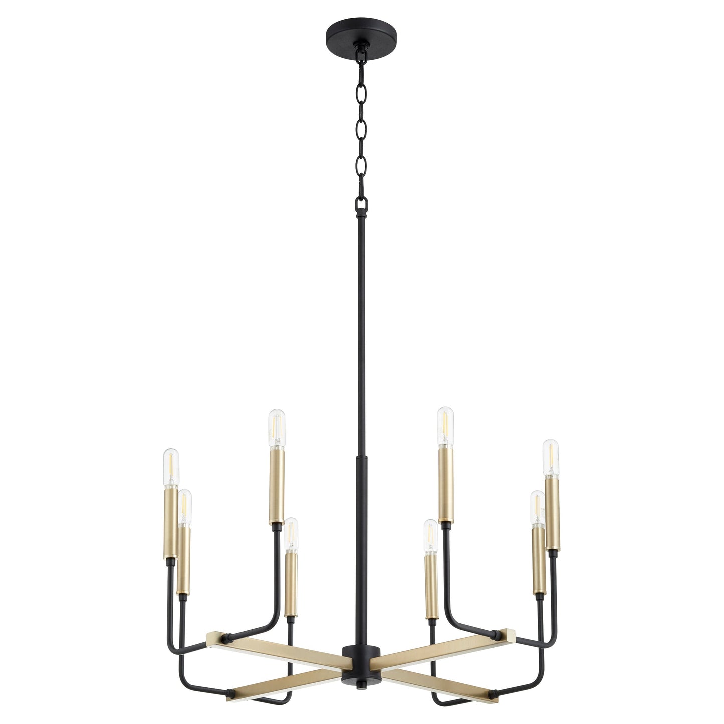 Quorum Lacy 631-8-6980 Chandelier - Textured Black W/ Aged Brass