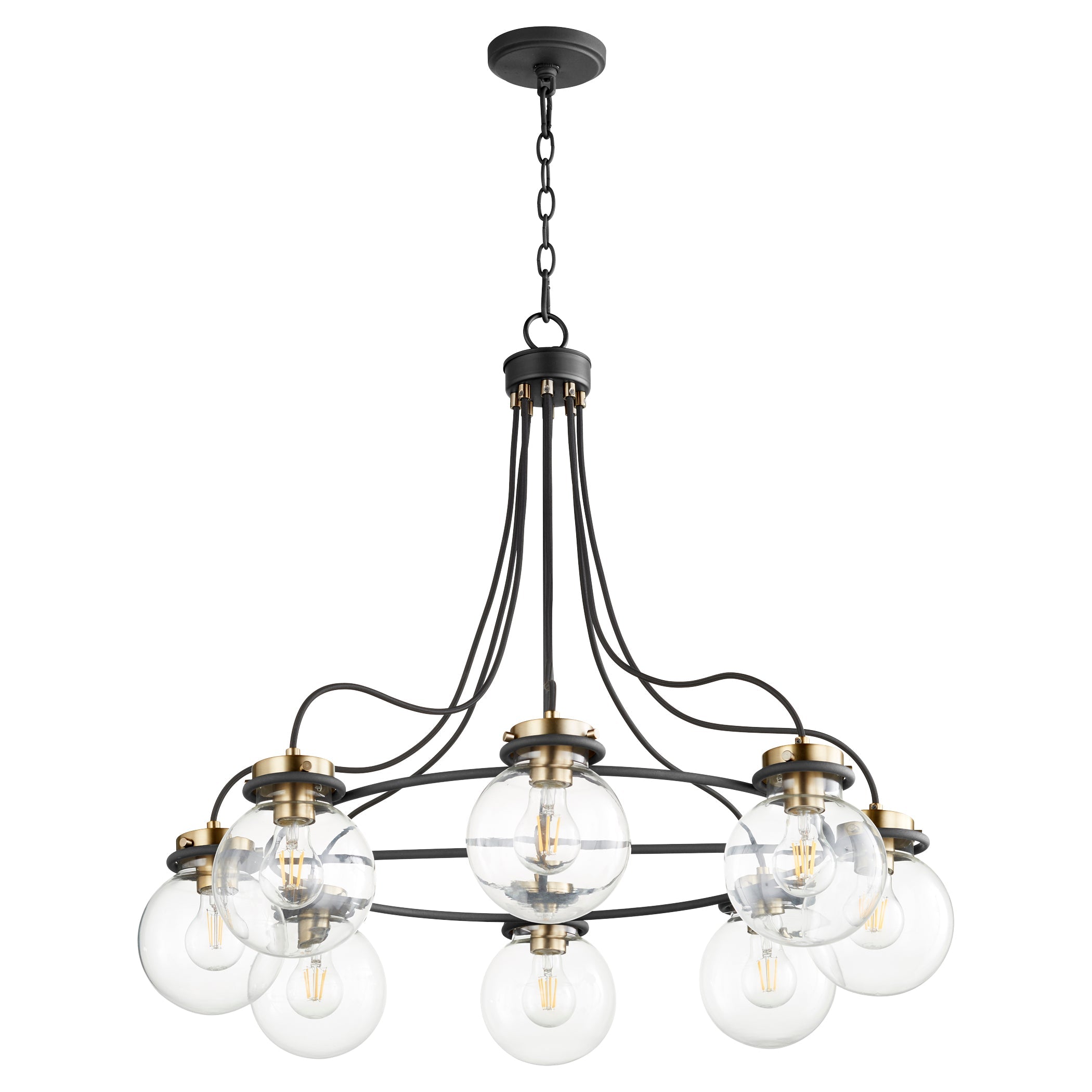 Quorum Centauri 638-8-69 Chandelier - Textured Black W/ Aged Brass