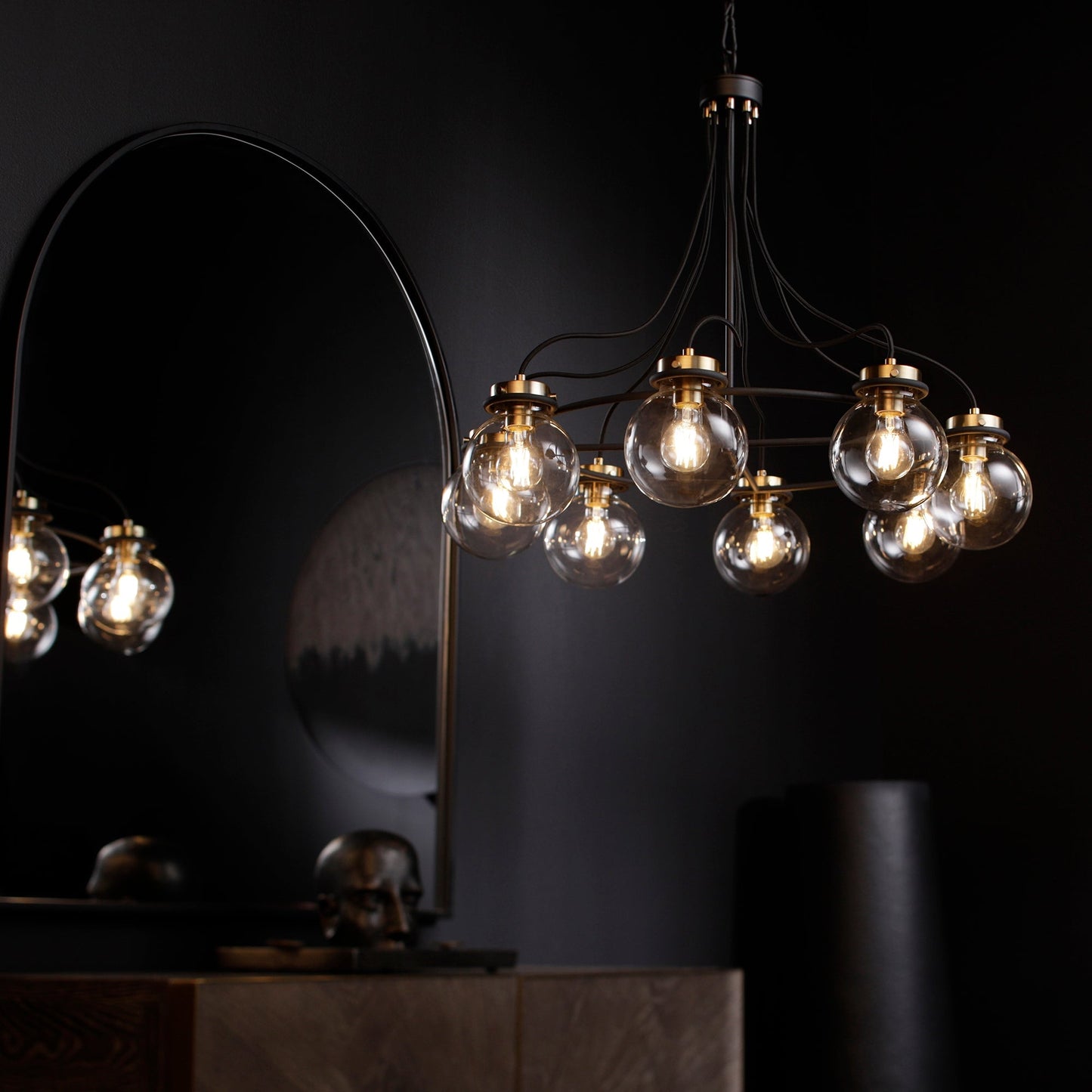 Quorum Centauri 638-8-69 Chandelier - Textured Black W/ Aged Brass