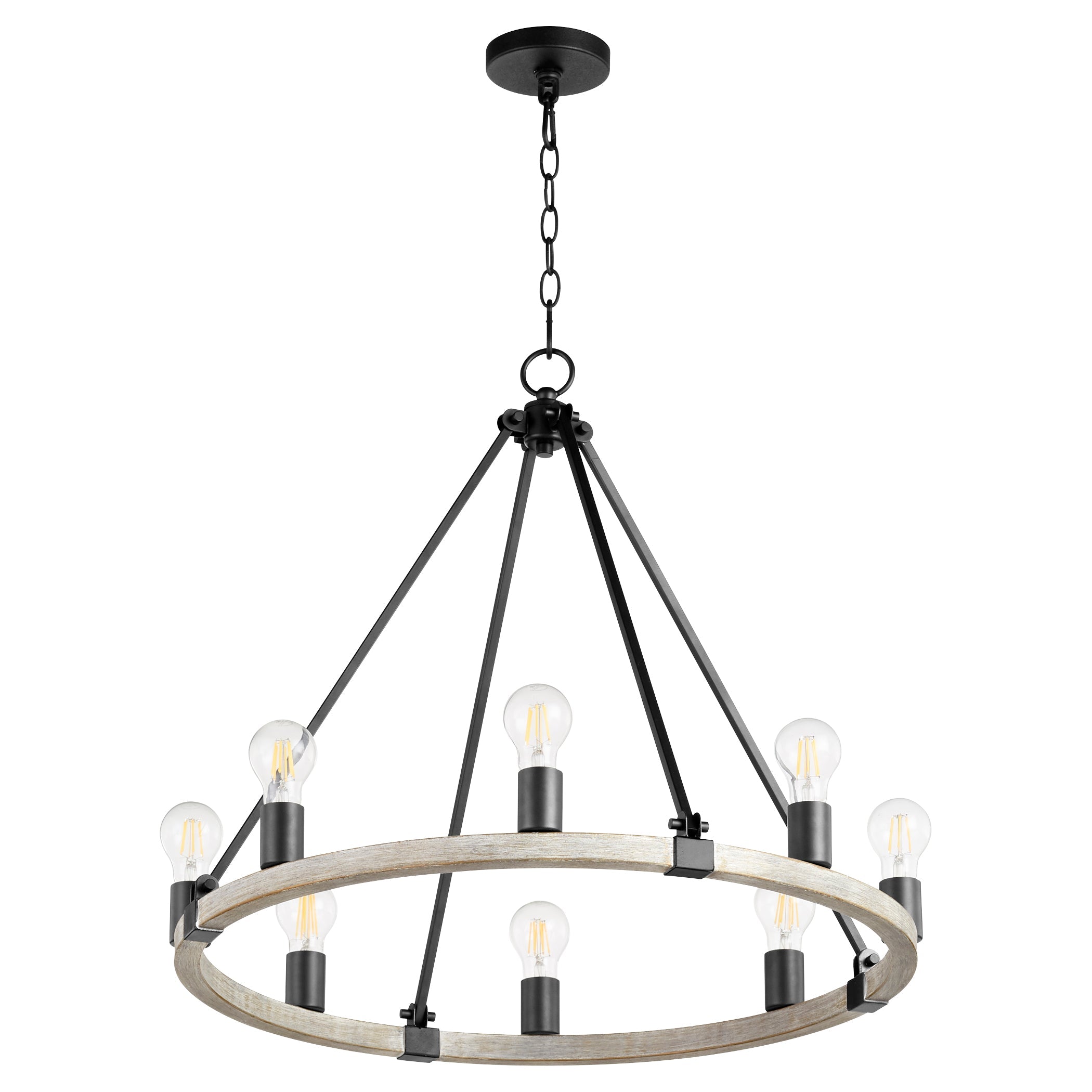 Quorum Paxton 64-8-6941 Chandelier - Textured Black W/ Weathered Oak F