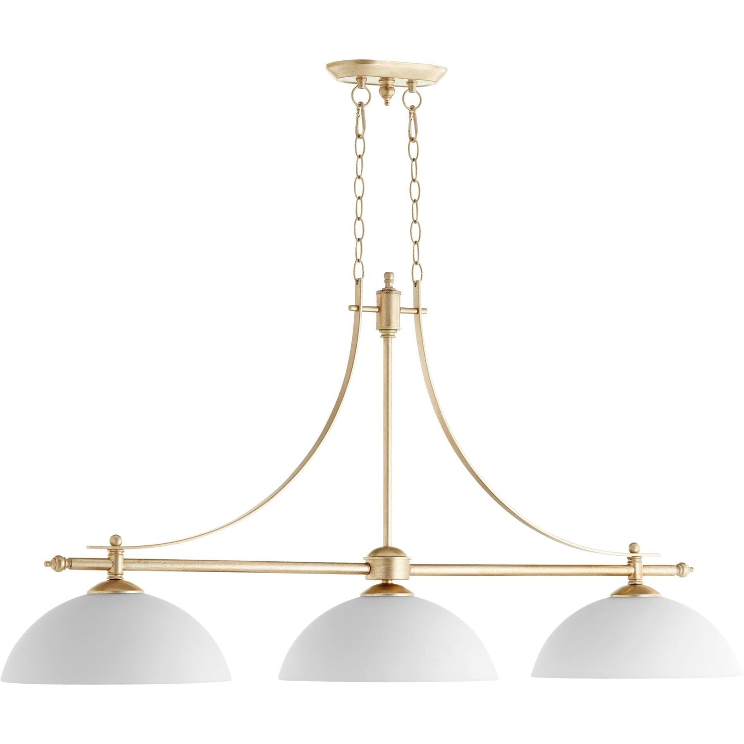 Quorum Aspen 6577-3-60 Island Light - Aged Silver Leaf W/ Satin Opal