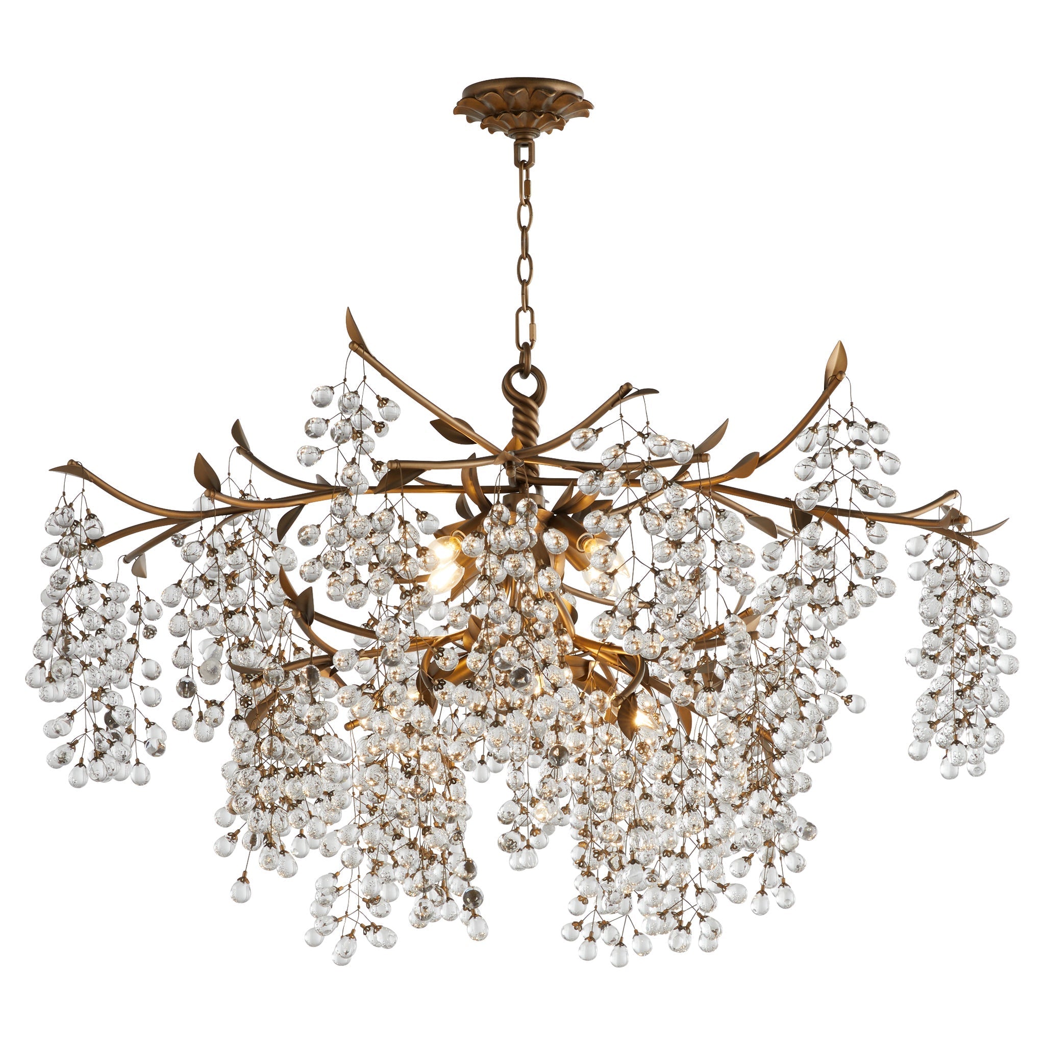 Quorum 670-8-46 Chandelier, UL Damp Rated, Natural Brass