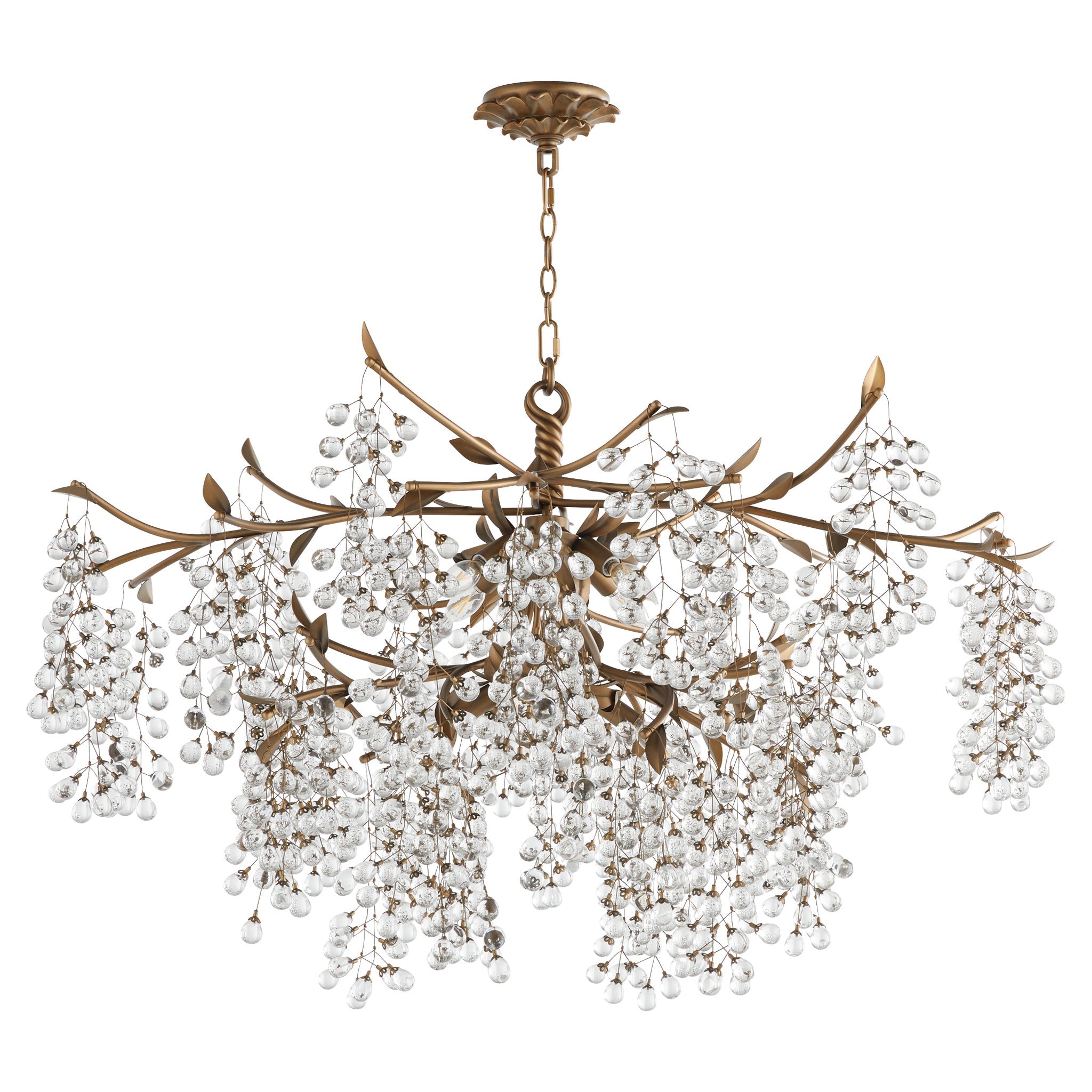 Quorum 670-8-46 Chandelier, UL Damp Rated, Natural Brass