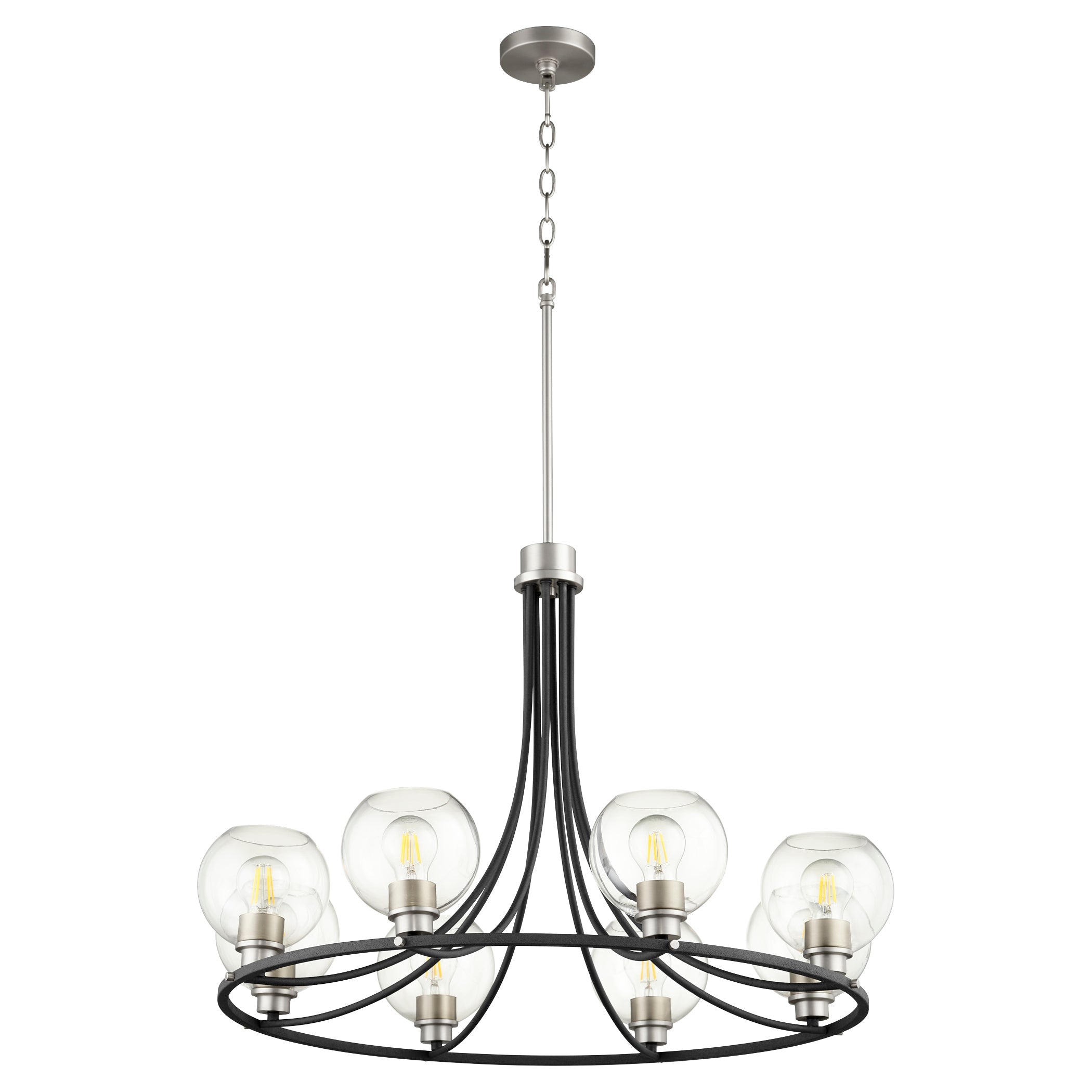 Quorum Clarion 672-8-6965 Chandelier - Textured Black W/ Satin Nickel