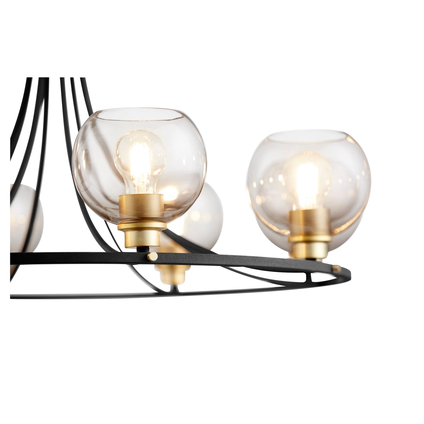 Quorum Clarion 672-8-6980 Chandelier - Textured Black W/ Aged Brass
