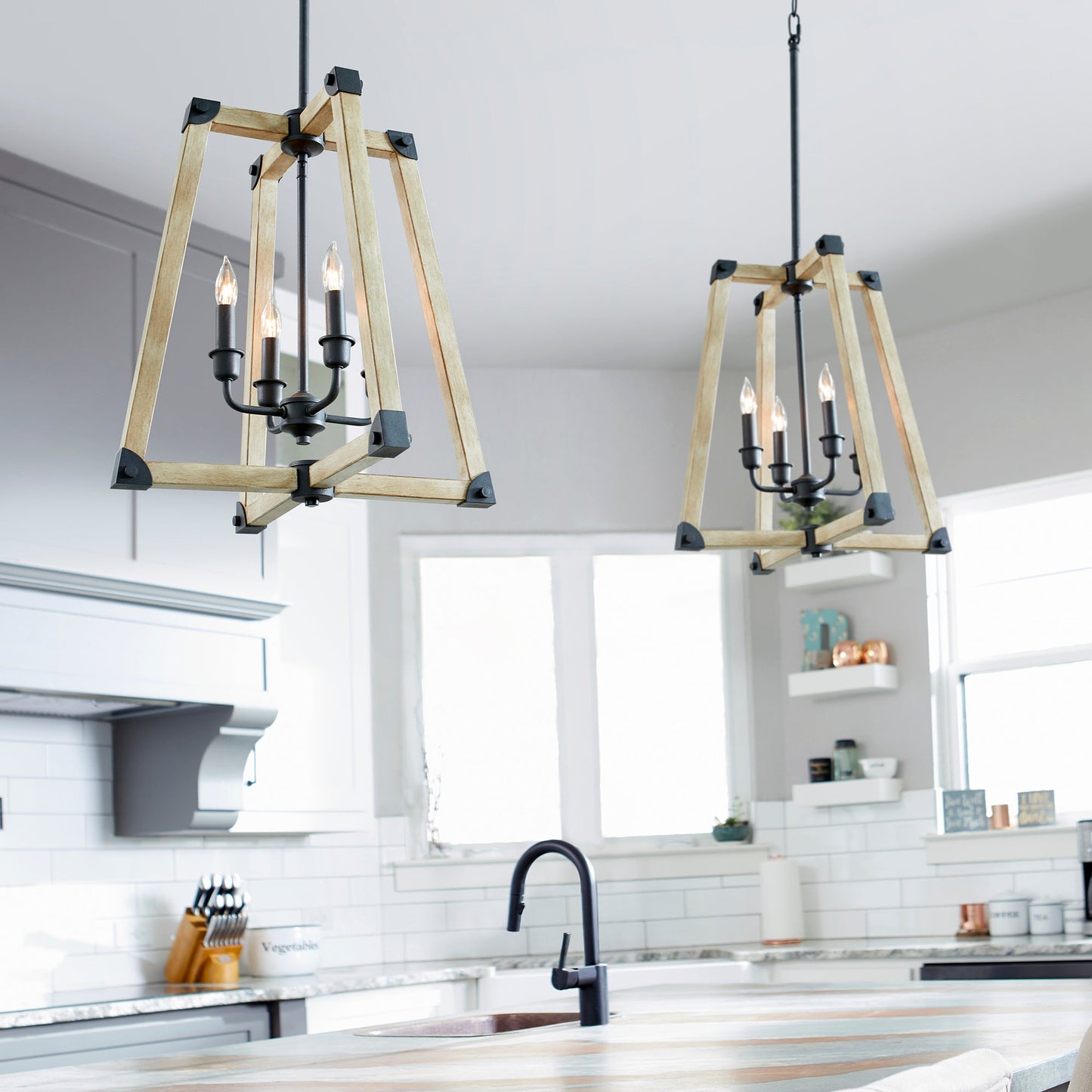 Quorum Alpine 6789-4-69 Entry - Textured Black W/ Driftwood Finish