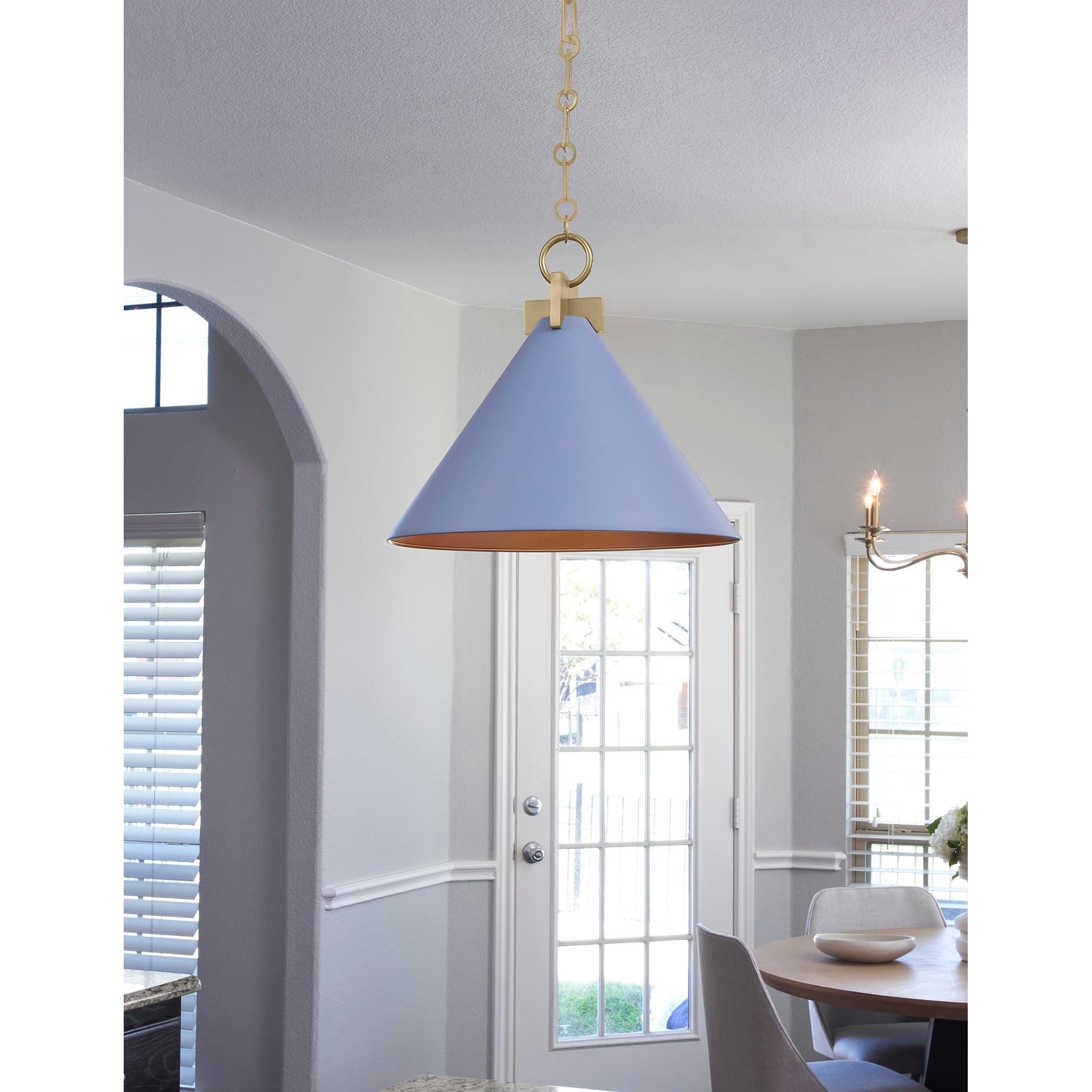 Quorum Jackson 68-16-1280 Pendant - Blue W/ Aged Brass