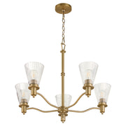 Quorum Lawton 6803-5-47 Chandelier, UL Damp Rated, Brushed Brass