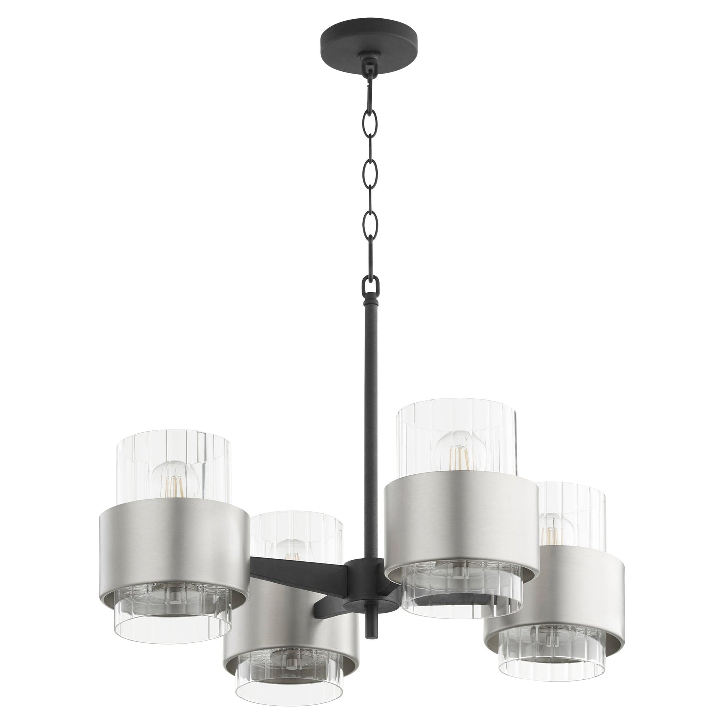 Quorum Epsilon 683-4-6965 Chandelier - Textured Black W/ Satin Nickel