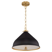 Quorum Bonnel 6863-16-5980 Pendant, UL Damp Rated, Matte Black|Aged Brass