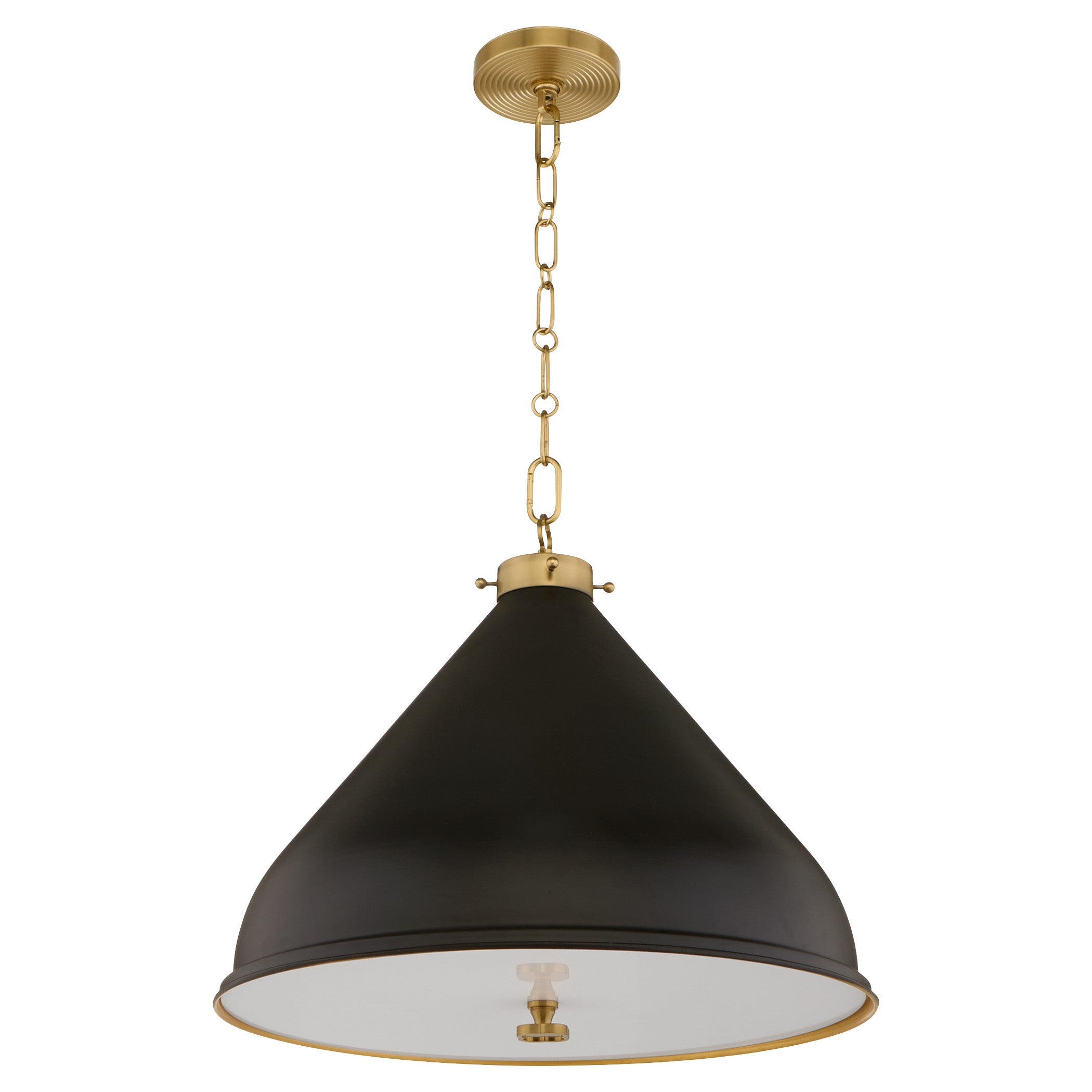 Quorum Bonnel 6863-20-5980 Pendant, UL Damp Rated, Matte Black|Aged Brass