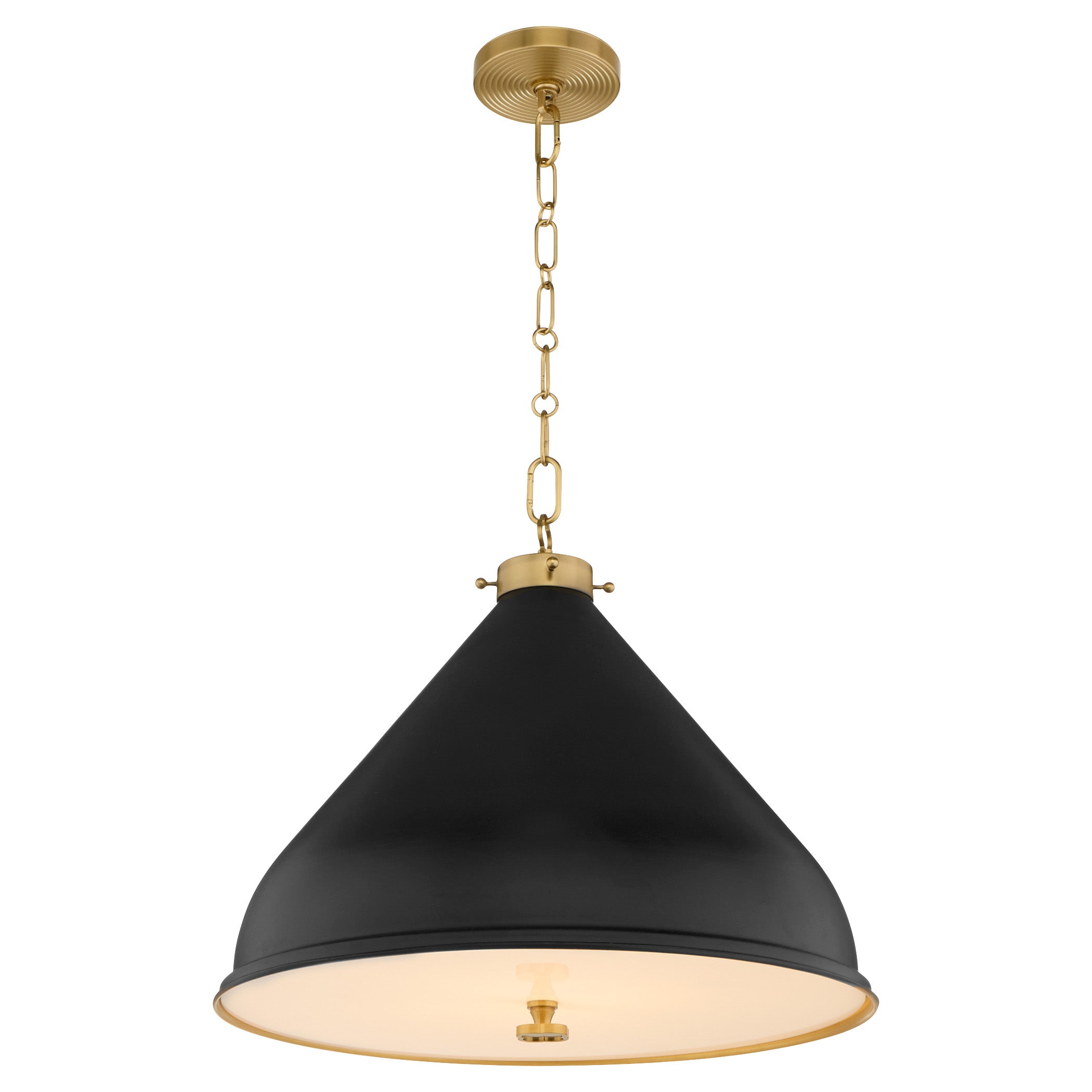 Quorum Bonnel 6863-20-5980 Pendant, UL Damp Rated, Matte Black|Aged Brass