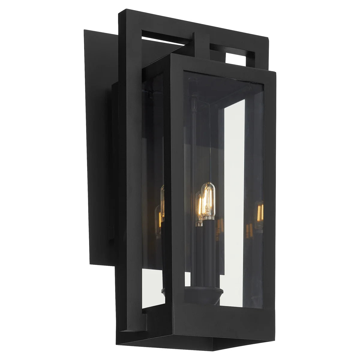 Quorum Marco 736-22-69 Wall Mount 22 Inch 3 Light Outdoor Lantern Clear Glass Transitional - Black