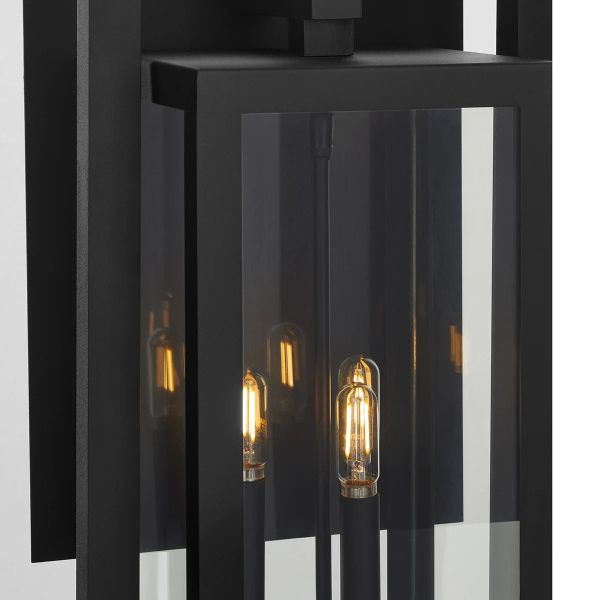 Quorum Marco 736-22-69 Wall Mount 22 Inch 3 Light Outdoor Lantern Clear Glass Transitional - Black