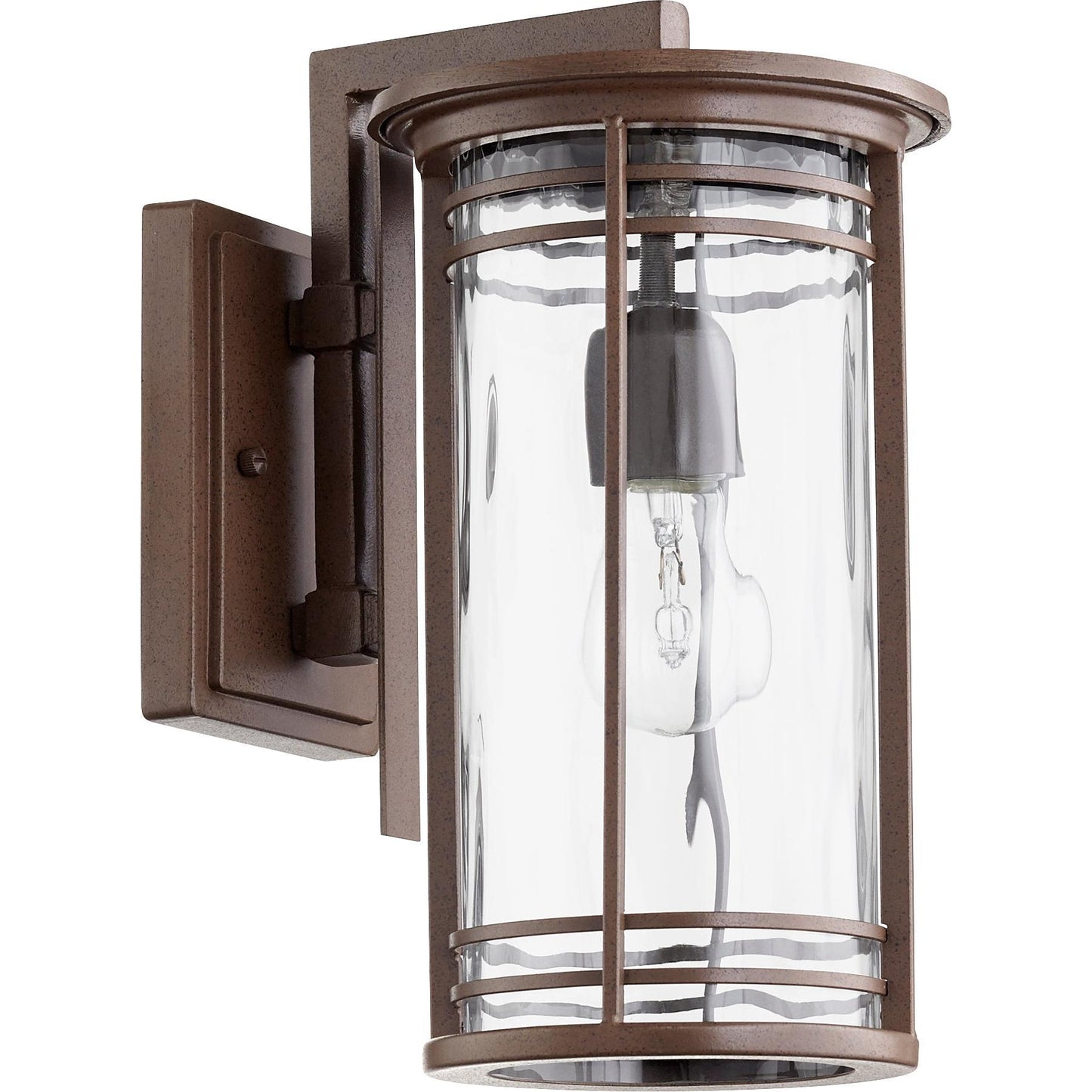 Quorum Larson 7916-7-186 Wall Mount - Oiled Bronze W/ Clear Hammered Glass