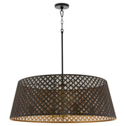 Quorum 8217-4-5980 Pendant, UL Damp Rated, Matte Black|Aged Brass