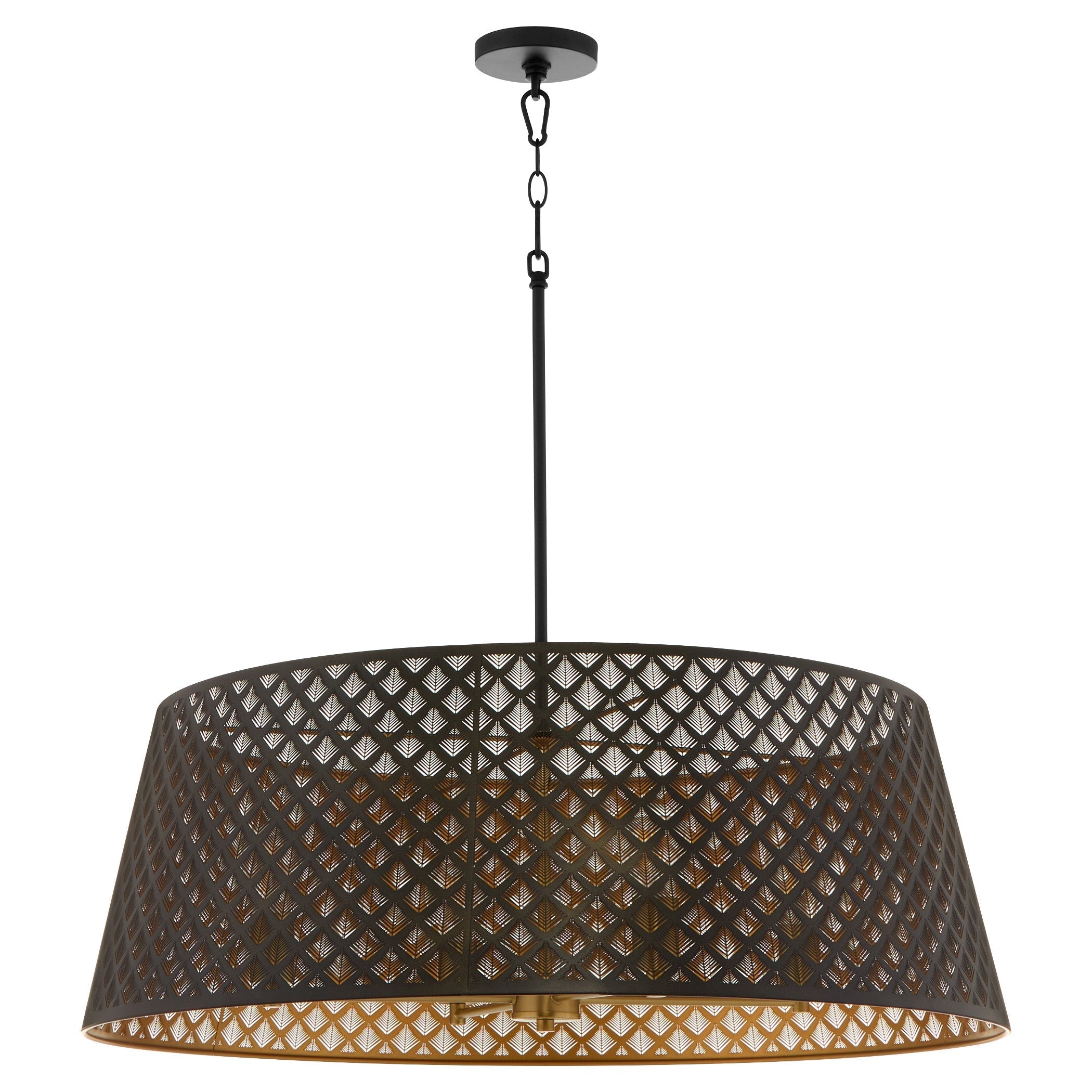 Quorum 8217-4-5980 Pendant, UL Damp Rated, Matte Black|Aged Brass