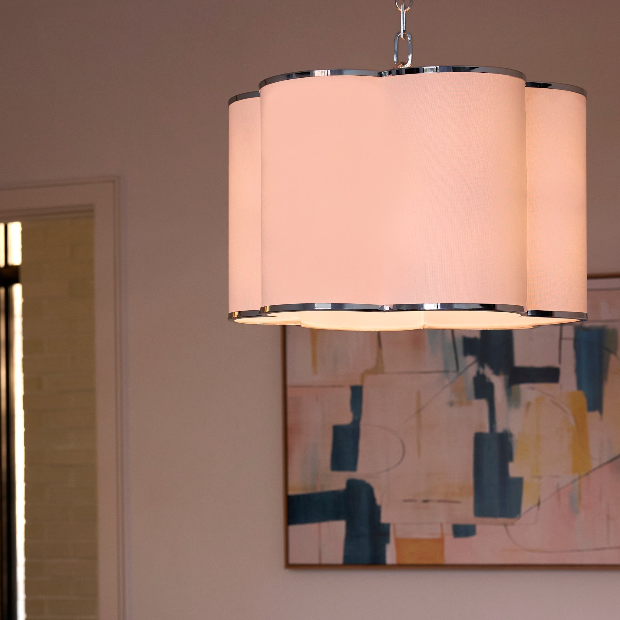 Quorum 8228-4-14 Pendant, UL Damp Rated, Chrome