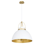 Quorum 823-3-0880 Pendant, UL Damp Rated, Studio White|Aged Brass