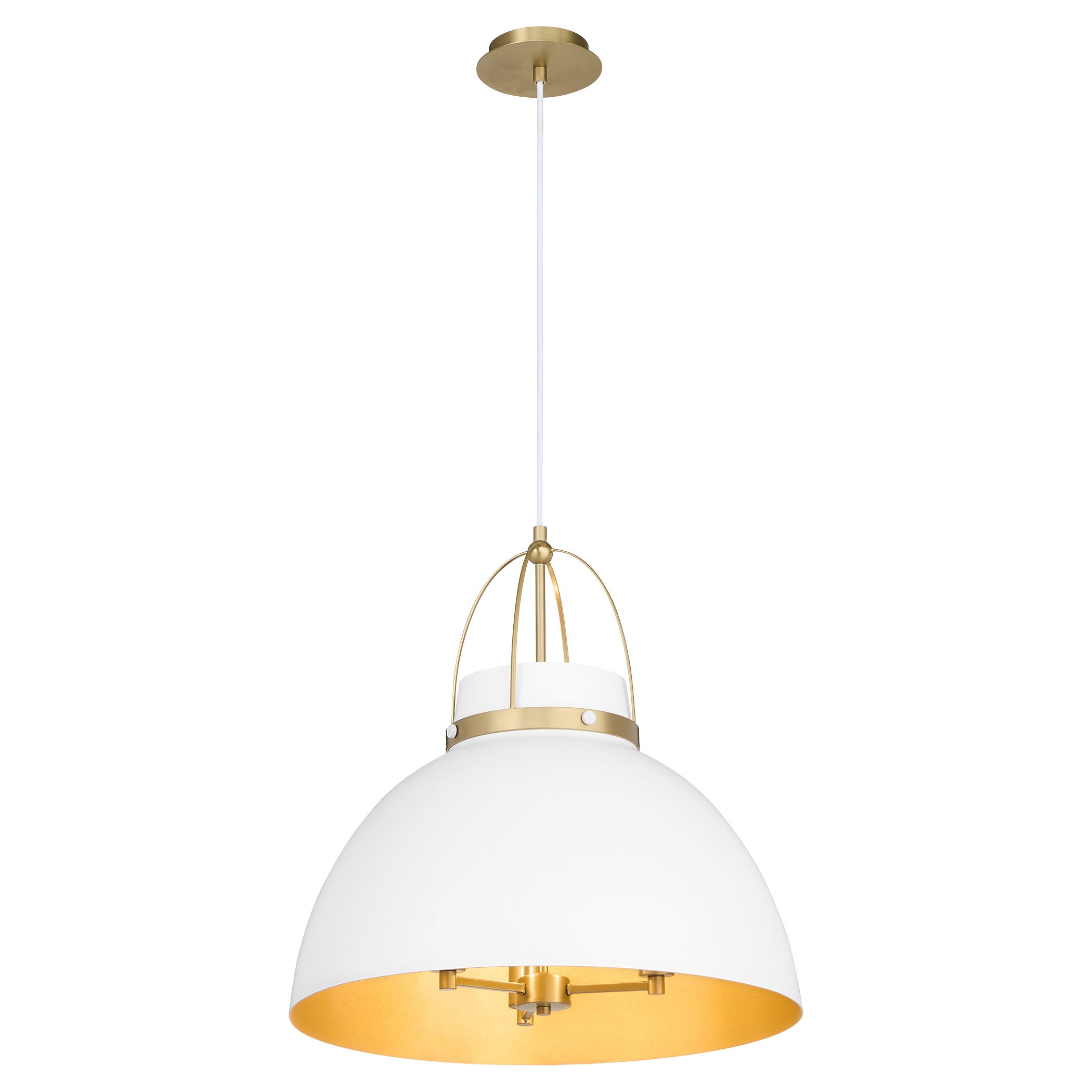 Quorum 823-3-0880 Pendant, UL Damp Rated, Studio White|Aged Brass
